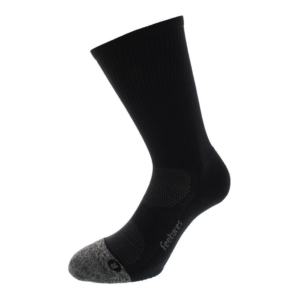 Elite Light Cushion Mini Crew Tennis Socks for Women & Men - Breathable Athletic Socks for Running, Workout, Gym & Sports - Black Performance Socks