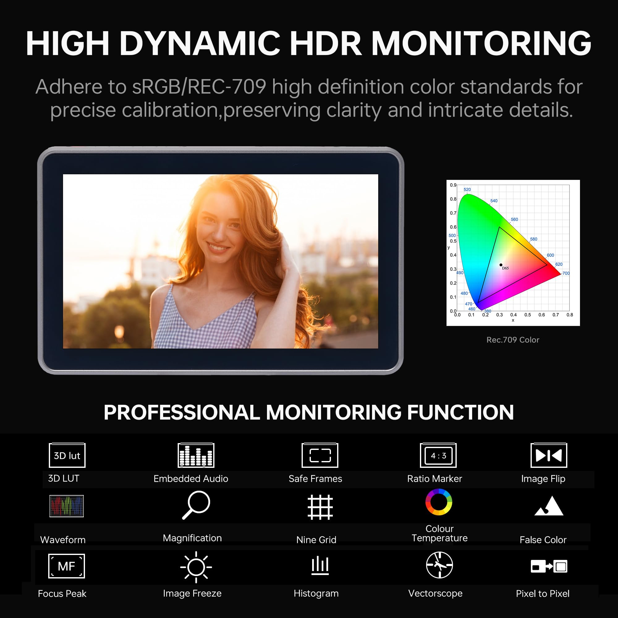 VILTROX DC-X2 6 Inch Touchscreen 4K HDMI Camera Field Monitor - 2000 Nits High Brightness, Battery Powered with Sunshade Hood, 3D LUT & Peaking Focus Assist - Professional DSLR Video Monitor for Outdoor Photography & Film Making