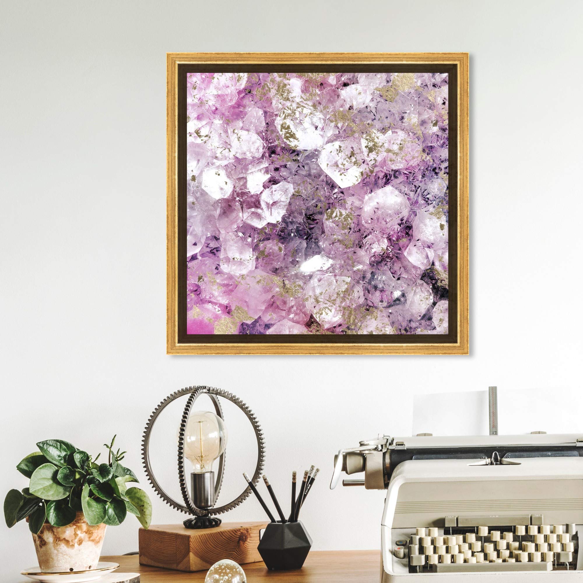 Oliver Gal Abstract Framed Wall Art - 12x12 Inch Purple & Gold Crystal Canvas Print for Romantic Home Decor | Perfect for Living Room, Bedroom & Office Wall Art