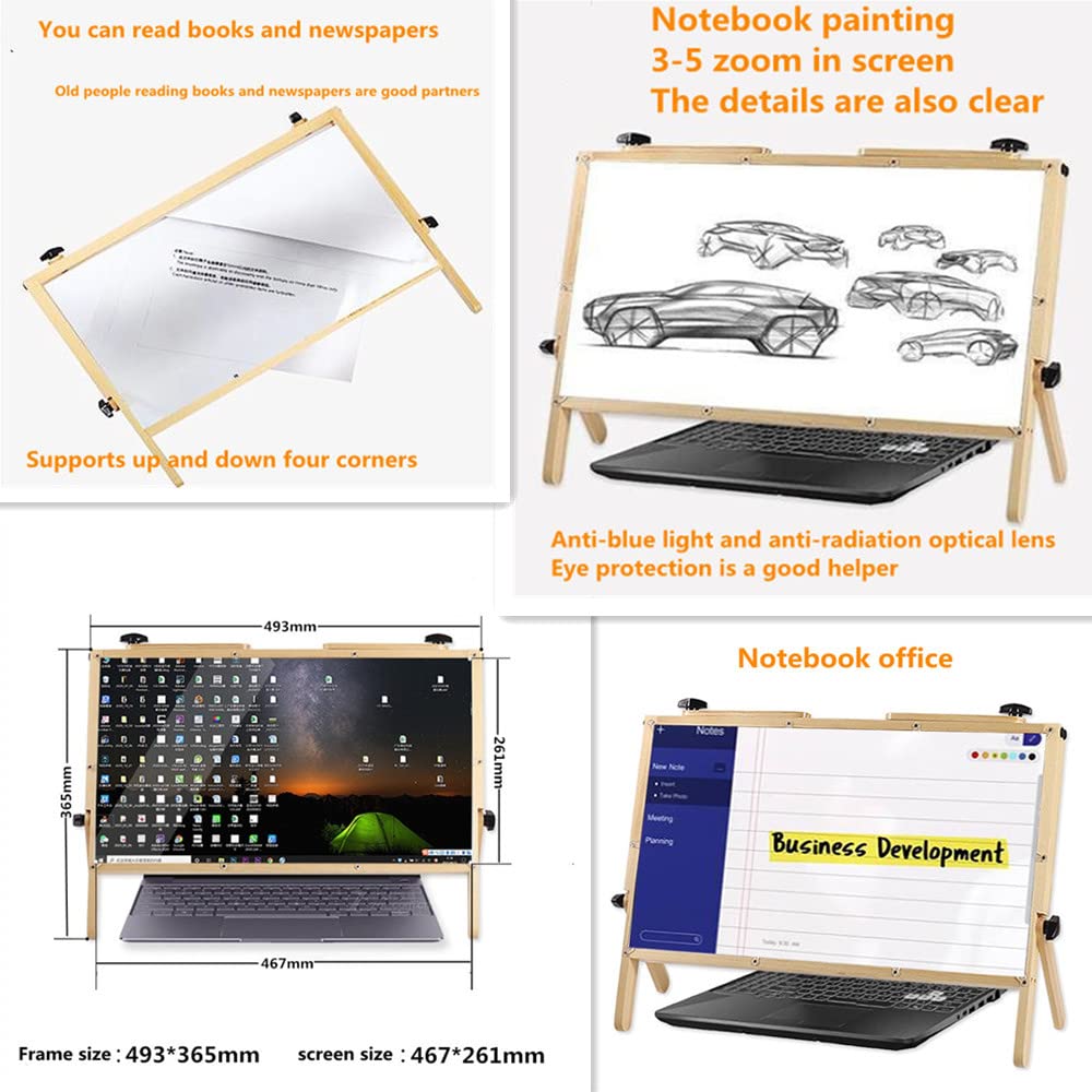 2022 Newest 22 Inch Laptop Screen Magnifying Glass - Foldable Computer & Phone Holder Stand with Adjustable Angle Design, White - Ideal for Office, Home, and Travel Use