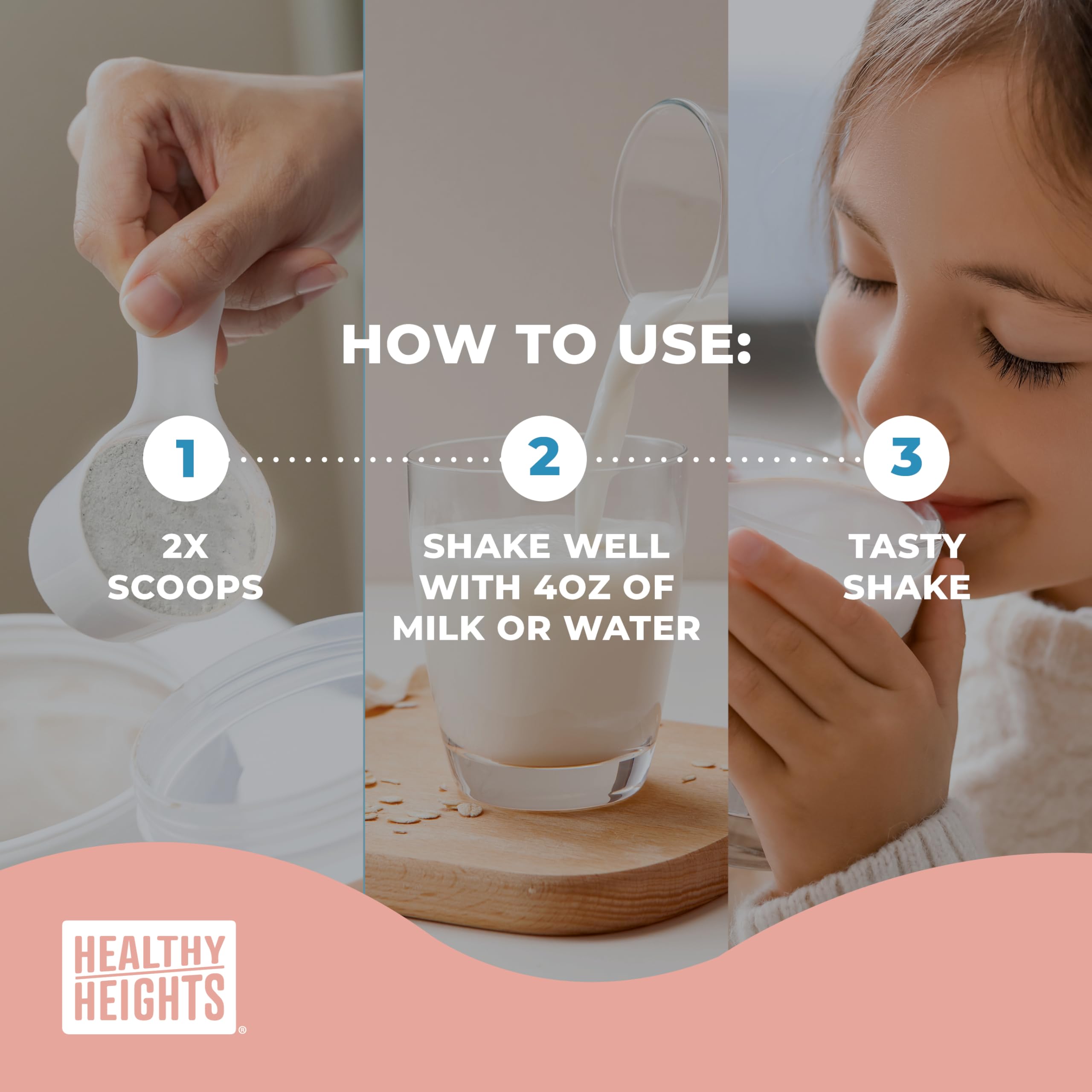 Healthy Heights Grow Daily Protein Powder (Plain) - Pediatrician-Developed Protein Shake for Kids - High Protein Nutritional Drink with Essential Vitamins & Minerals - No Added Sugar - Perfect for Breakfast, After-School Snacks & Active Lifestyles