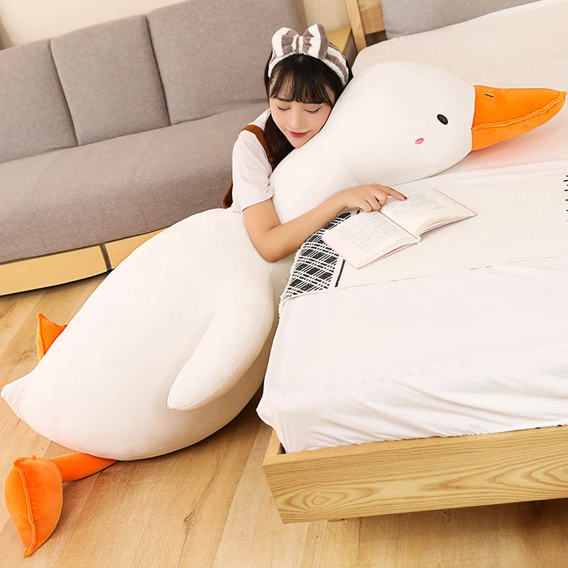 Big White KAWAI Plush Duck Toy - Cute Sleeping Pillow, High Quality Stuffed Animal, Funny Sweet Gift for Friends & Kids | Perfect for Bedtime, Nursery Decor, and Birthday Presents
