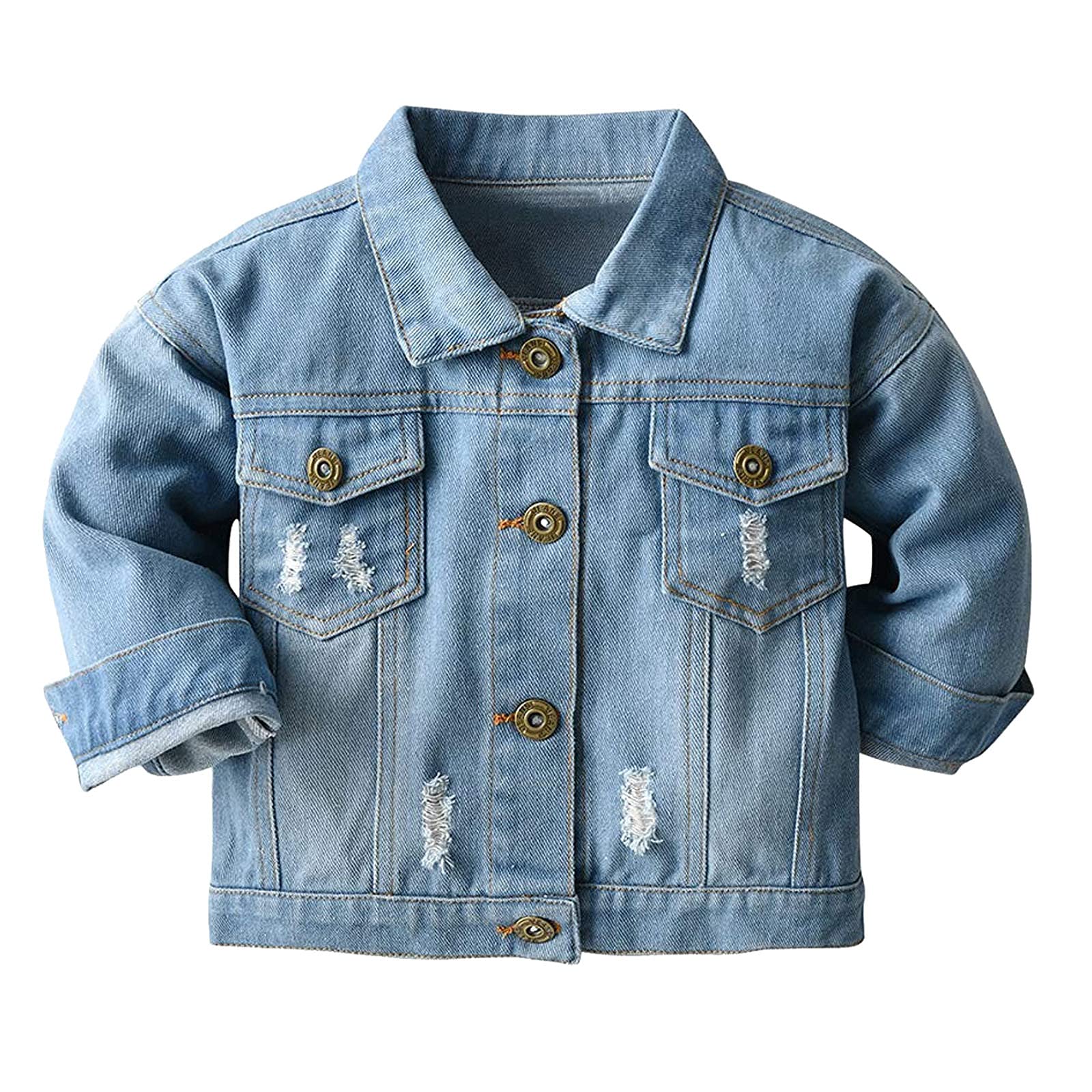 **Boys & Girls Denim Jacket for Toddlers - Kids Button Down Jeans Jacket with Pockets, Warm Top Coat (Blue, 4-5 Years) - Perfect for Independence Day Gifts, Outdoor Play & Casual Wear**