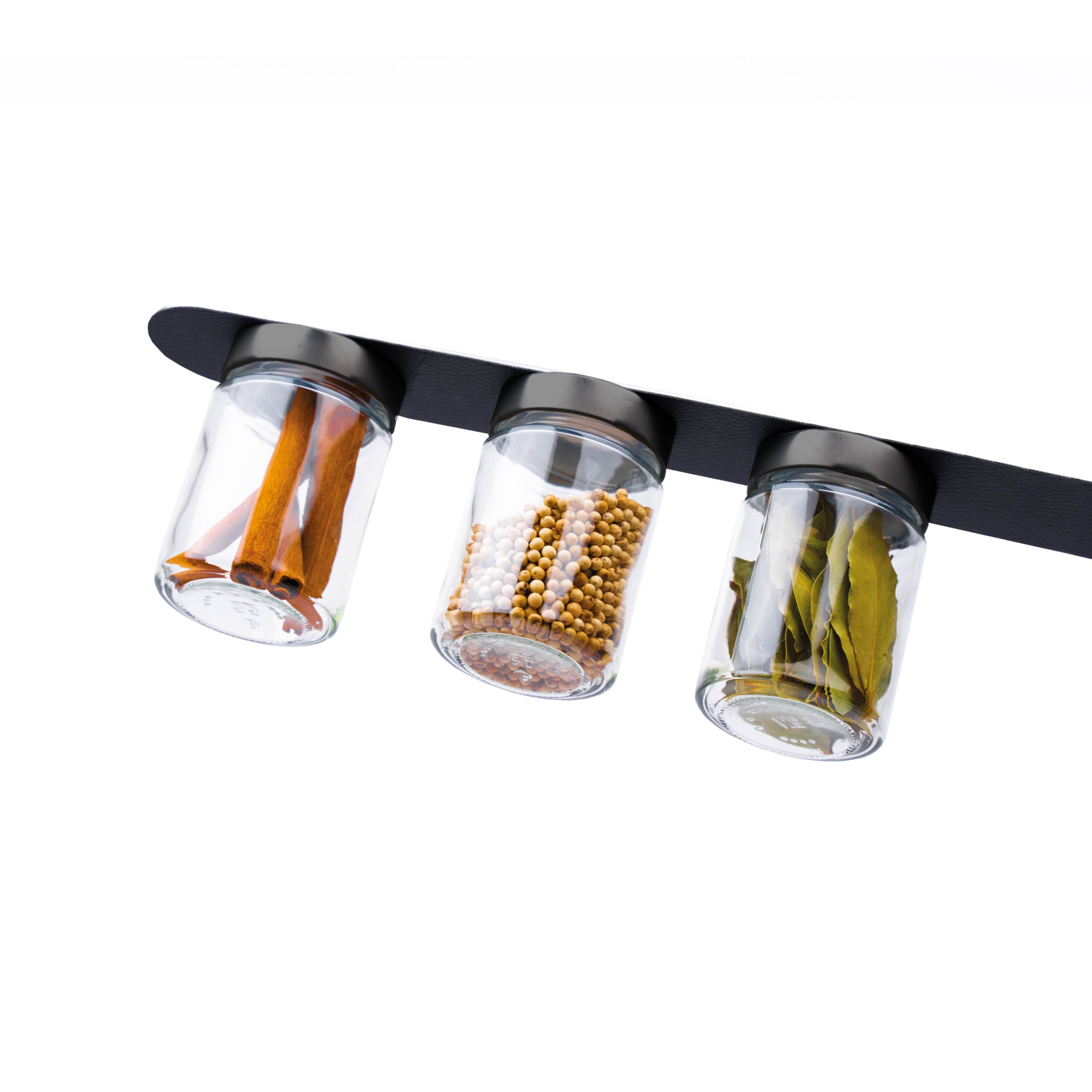 Premium Black & Classy Magnetic Spice Jars - 192ml Glass Containers with Black Metal Strip - Perfect for Kitchen Organization & Spice Storage