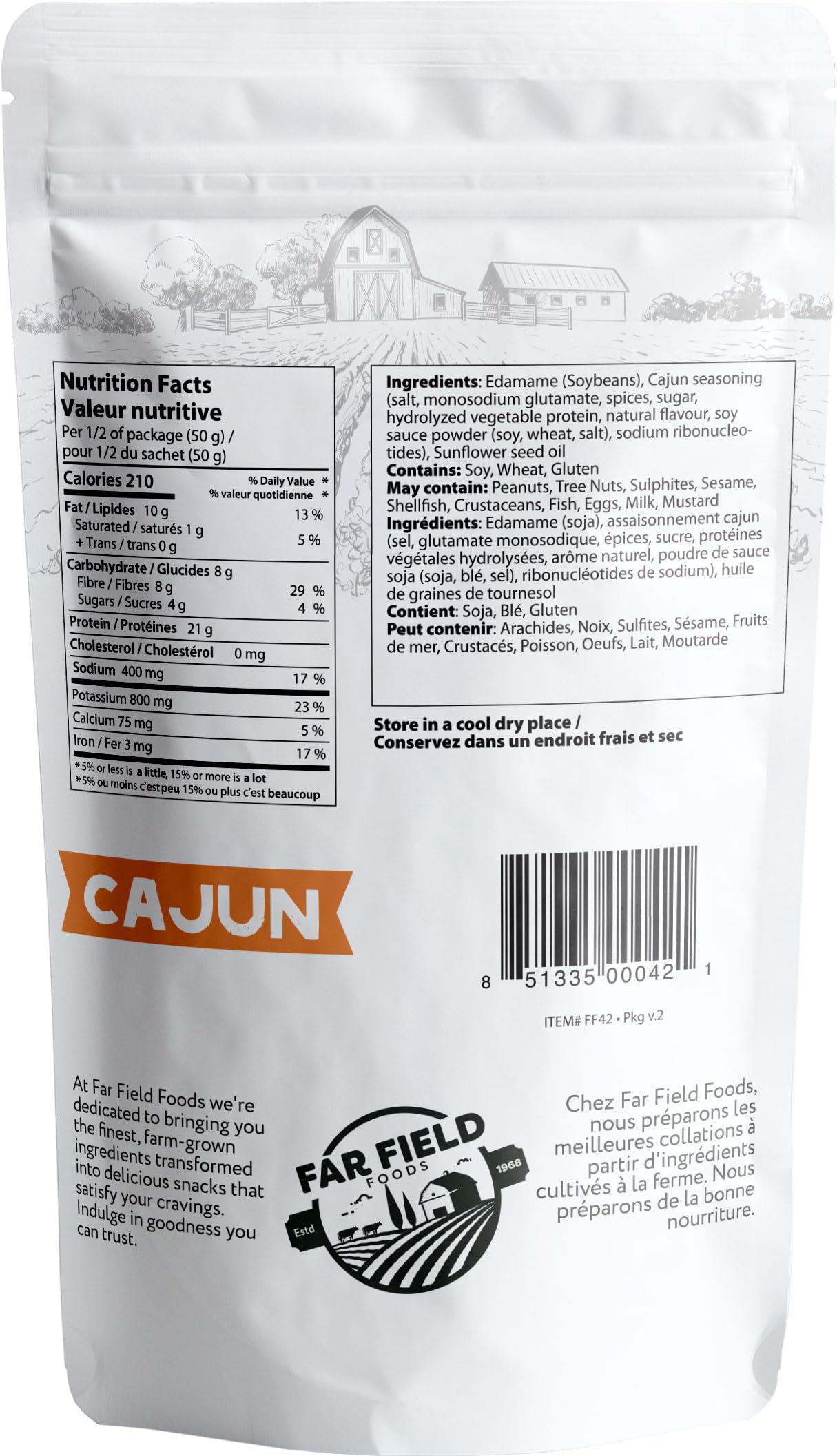 Crunchy Roasted Edamame Beans Cajun Flavor - High Protein Snack 42g Protein, Keto, Low Carb & Low Calorie - Family Size 3 Pack (100g Each) - Perfect for On-the-Go Snacking, Workouts & Healthy Lifestyle