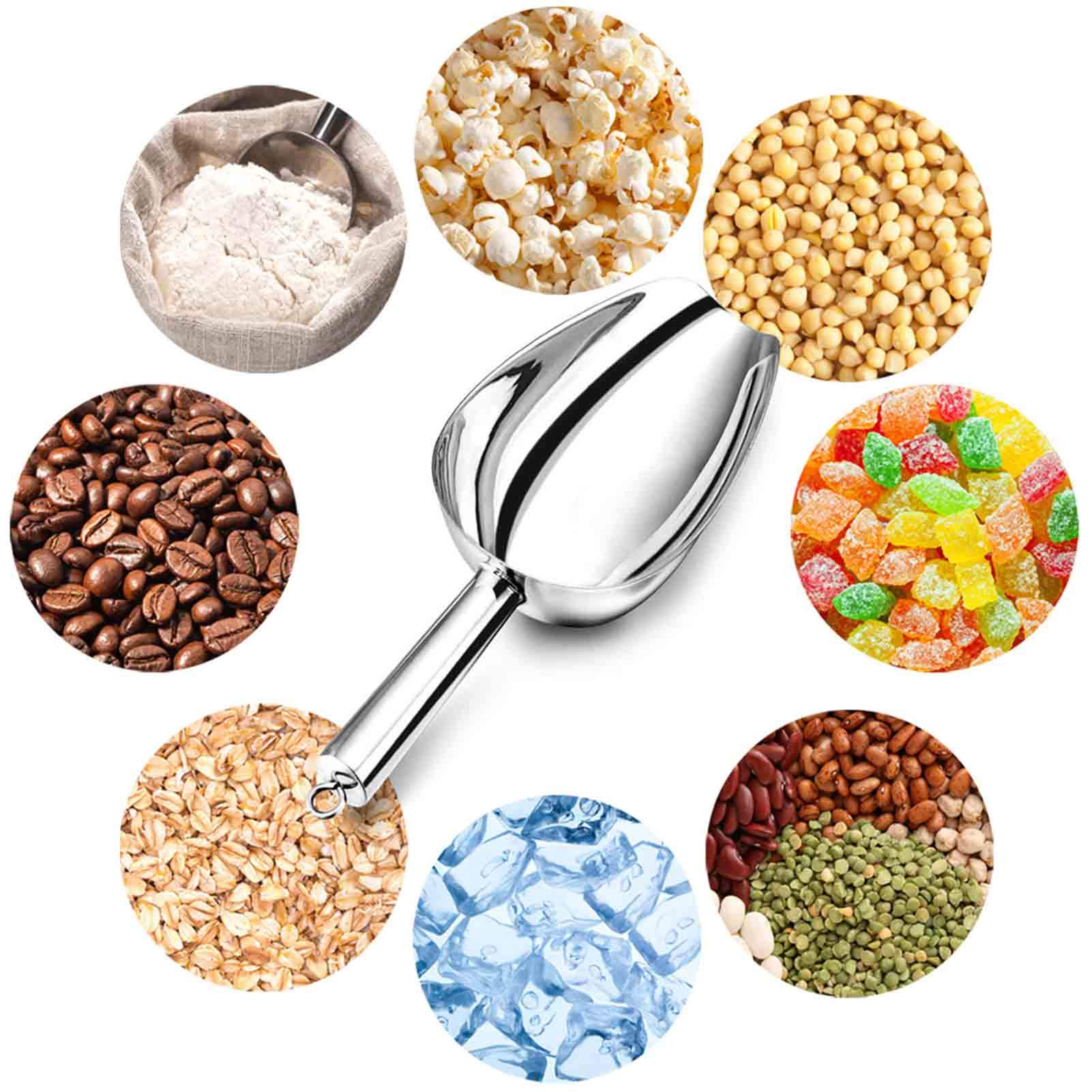 TeamFar 4-Piece Stainless Steel Ice Scoop Set - 8 Oz Heavy Duty Metal Scoops for Food, Candy, Popcorn, Ice Cream & More | Dishwasher Safe, Easy to Clean | Perfect for Parties, Kitchens & Commercial Use