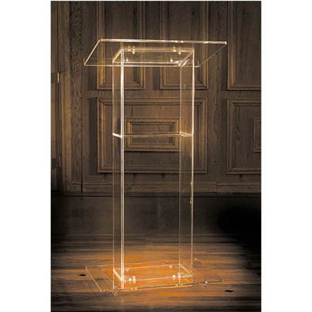 Acrylic Lectern Stand with U-Shaped Base and Storage Shelf - Perfect for Church Podiums, School Presentations & Conference Room Speeches