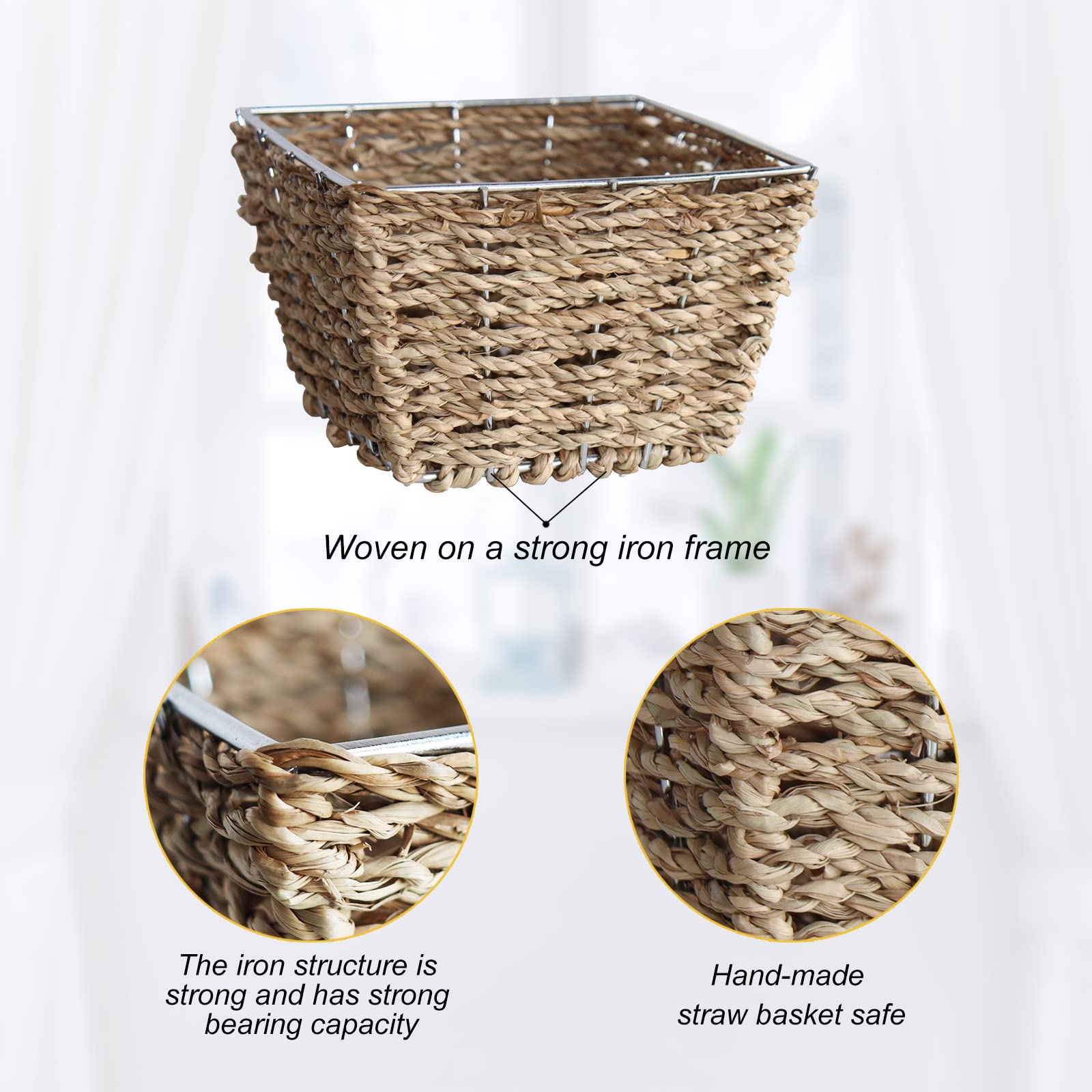 Premium Seagrass-Wrapped Metal Coffee Pod Holder - Large Capacity K Cup & Nespresso Pod Organizer for Kitchen Countertop or Office Desk