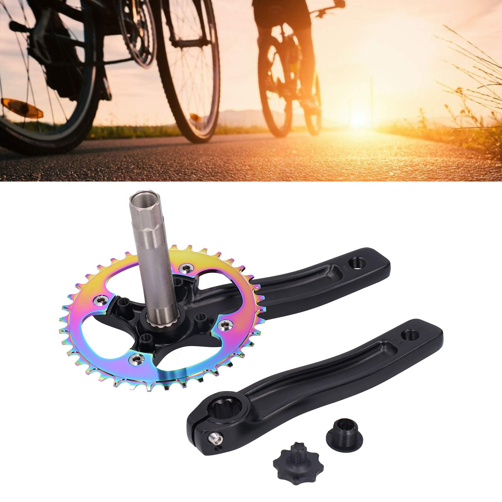 Single Speed Crankset - 1 Set Bike Crankset & Crank Arm ZK-22 for Replacement with Medium-Locked Hub - Compatible with Multiple Bike Models - Perfect for Bike Repairs, Riding & Cycling Accessories - Ideal for Mountain Bikes, Road Bikes & Commuting