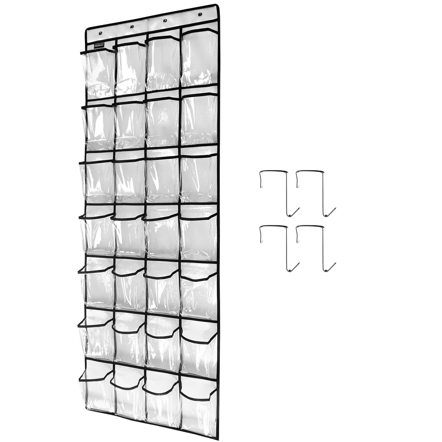 28 Large Clear Over The Door Shoe Organizer - 1 Pack Sturdy Hanging Shoe Rack for Sneakers & Accessories - 4 Hooks (White) - Perfect for Closet, Bedroom & Entryway Storage
