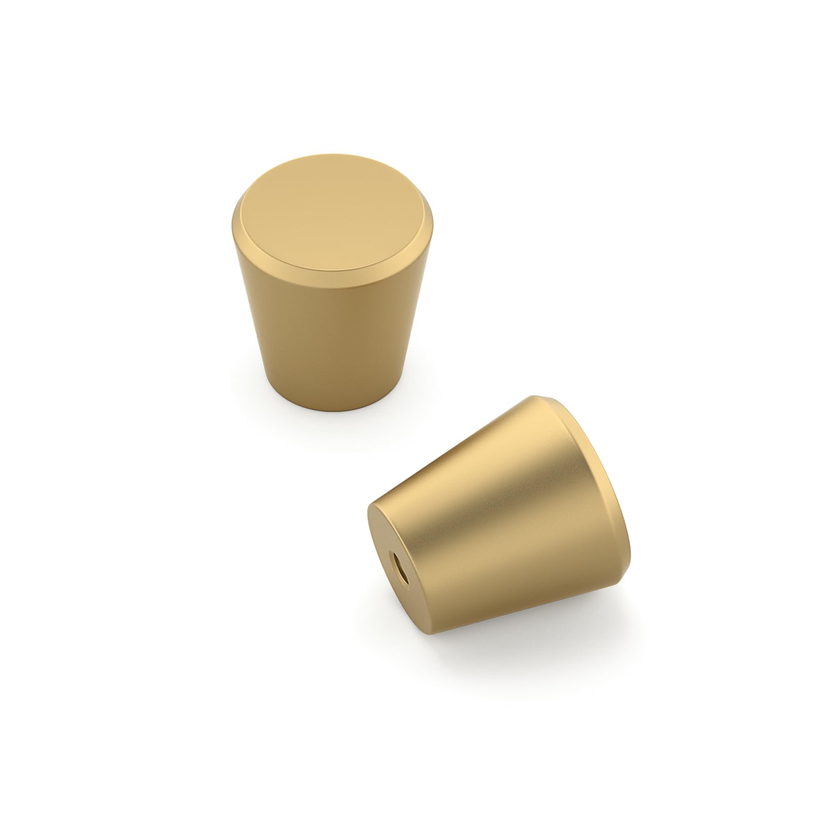 5 Pack Matte Gold Cabinet Knobs - Round Brushed Brass Kitchen & Dresser Handles for Drawers - Durable Metal Hardware for Cabinets, Furniture & Home Decor Upgrade