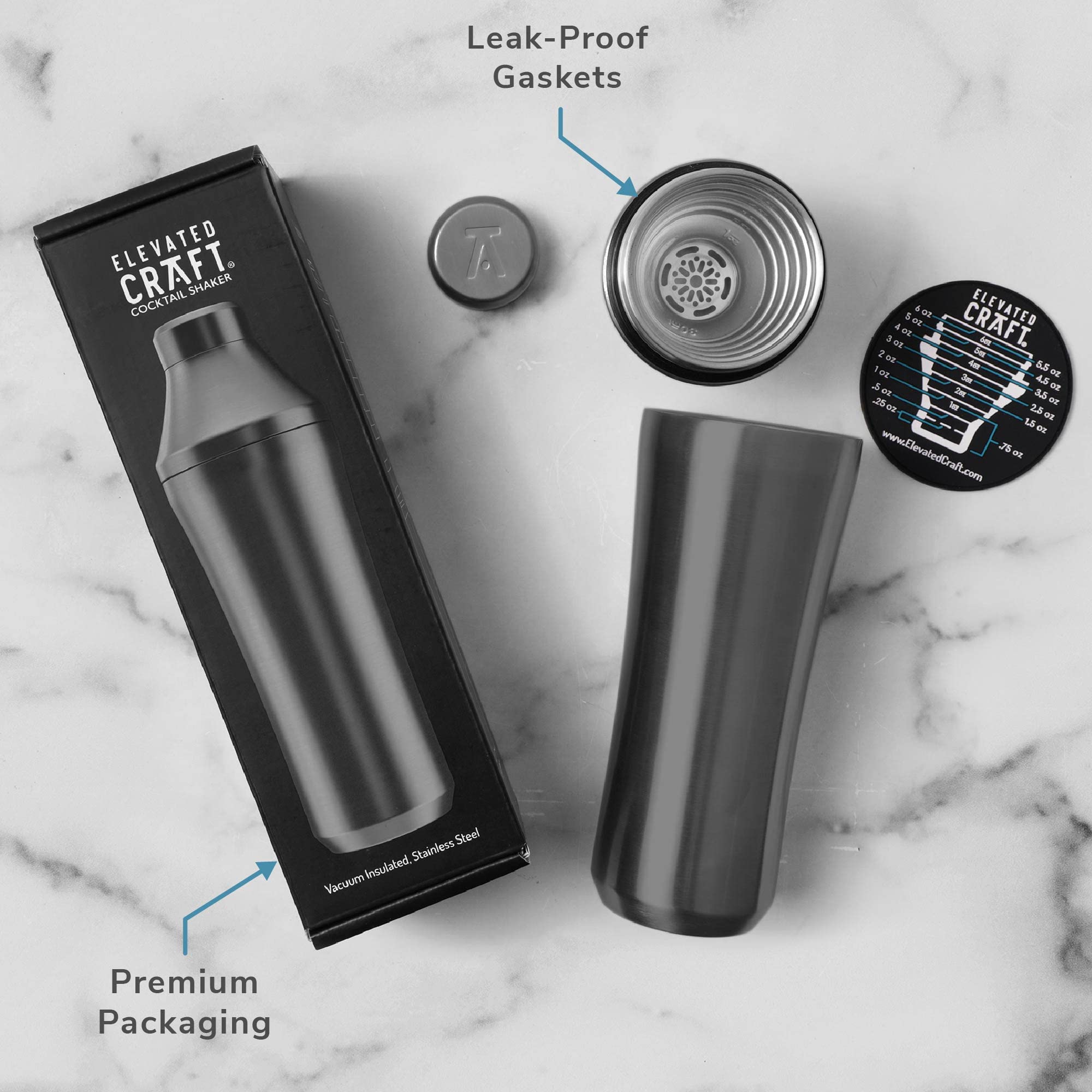 Premium Vacuum Insulated Hybrid Cocktail Shaker Set with Steel Base & Removable Glass Insert - Home Bar Essential Bundle for Mixing Martinis, Margaritas & Cocktails - Perfect for Home Bars, Parties & Professional Bartenders