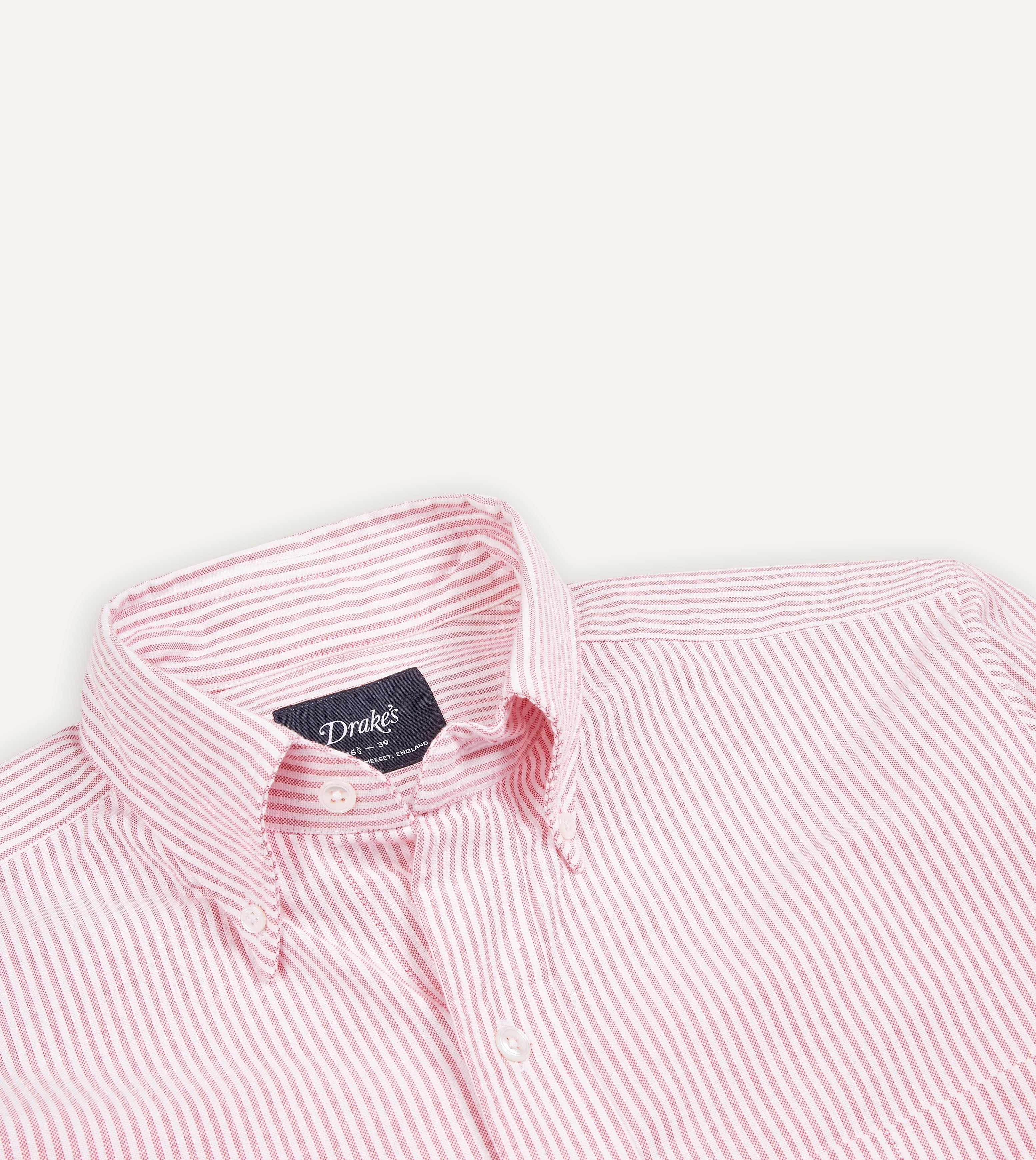 Pink Ticking Stripe Cotton Oxford Button Down Shirt for Women - Classic Casual & Office Wear - Perfect for Business, Dating and Daily Outfits