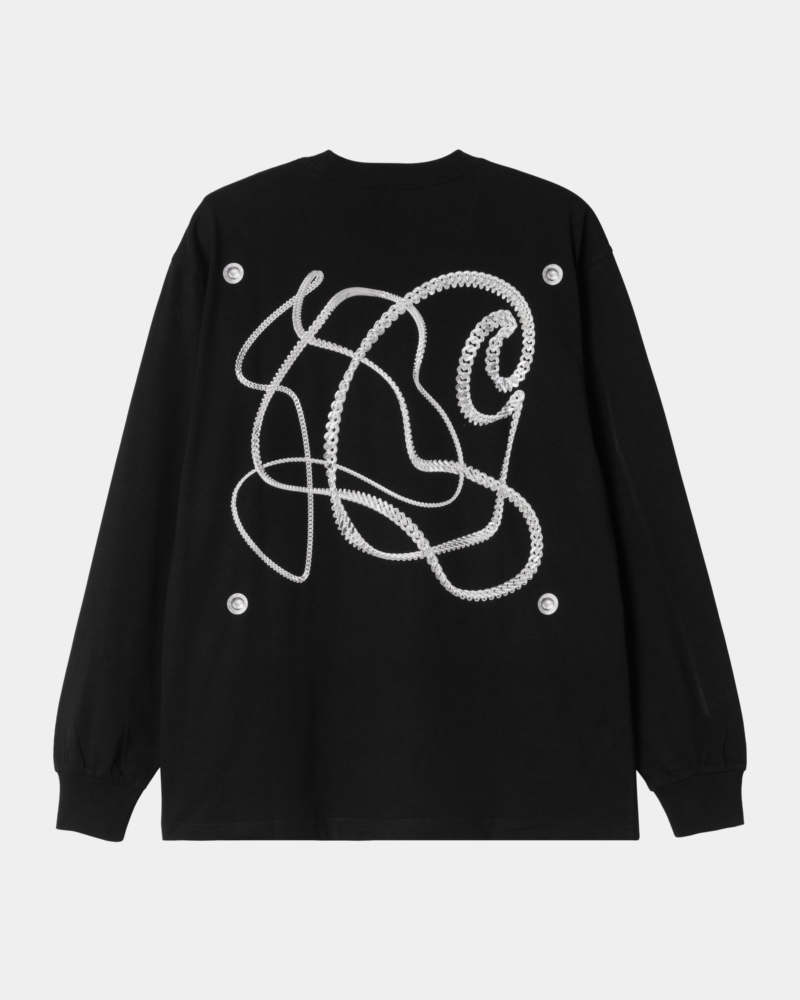 Chain Link Long Sleeve T-Shirt for Men & Women | Black & Silver Gothic Style Shirt | Perfect for Concerts, Halloween, and Alternative Fashion Outfits