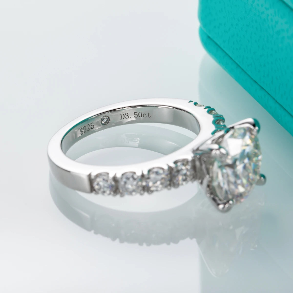 4.3cttw D Color Moissanite Engagement Ring - 925 Sterling Silver 18k Gold Plated Lab Created Diamond Wedding Band for Women | Perfect for Proposals, Anniversaries & Bridal Jewelry
