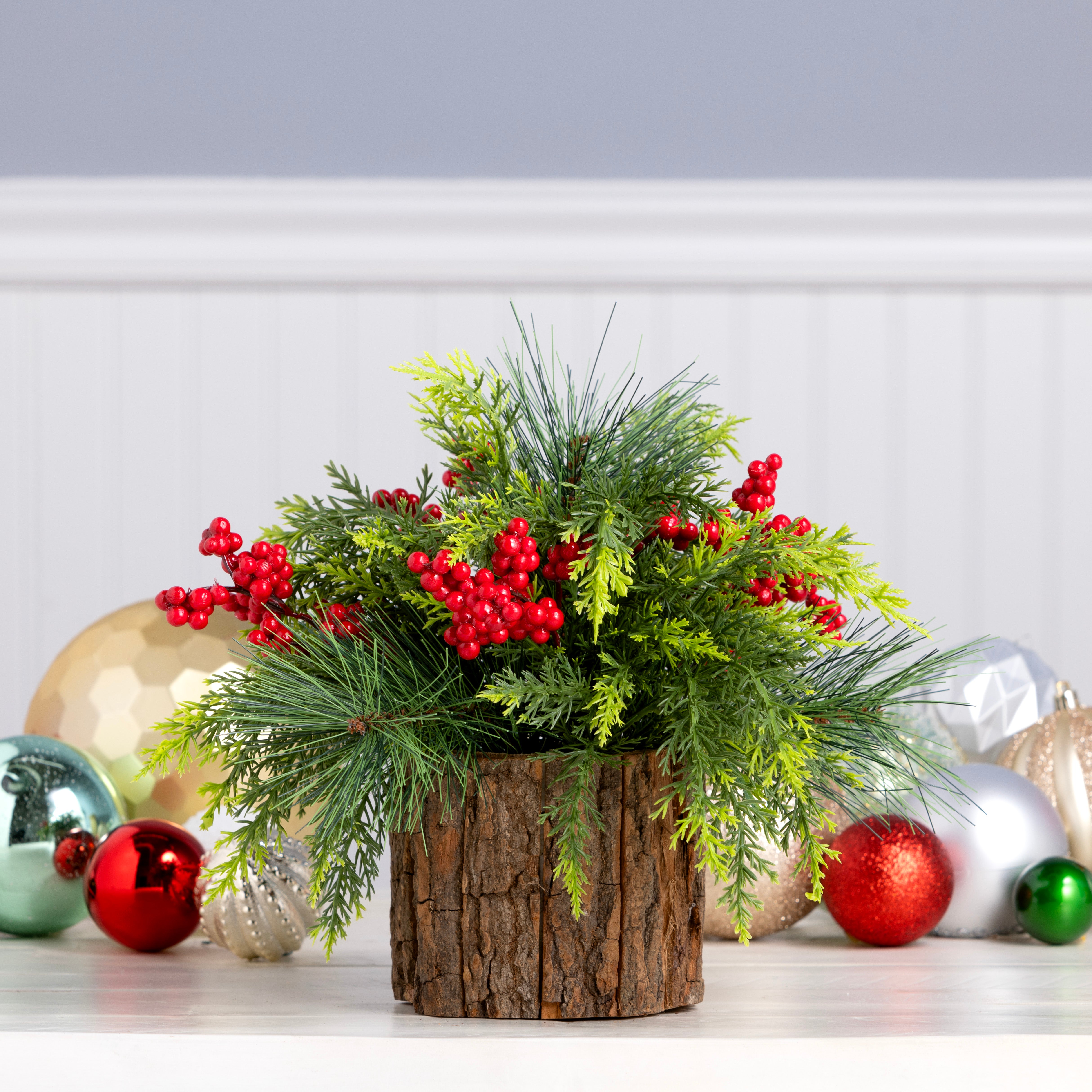 11-Inch Christmas Classic Centerpiece for Holiday Table Decor - Festive Floral Arrangement for Dining Room, Party & Home Decoration