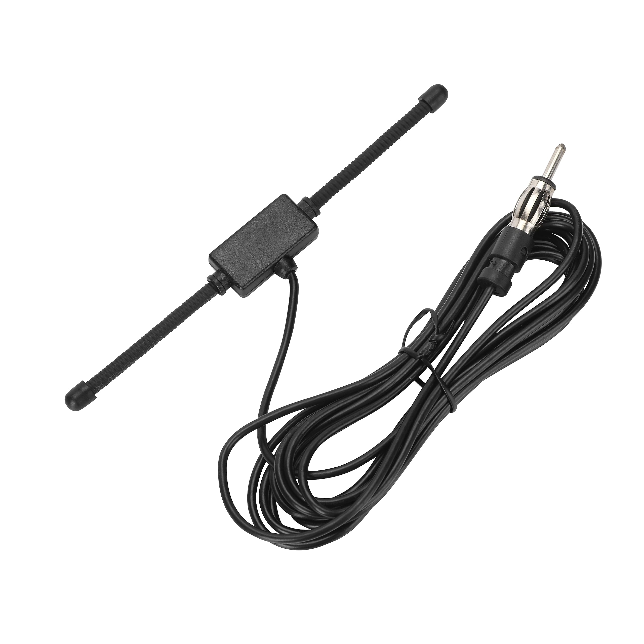 Universal Car Stereo AM FM Radio Antenna - 10ft Hidden Adhesive Patch Antenna with DIN Plug for Trucks & Vehicles | Enhanced Signal Reception for Road Trips & Commuting