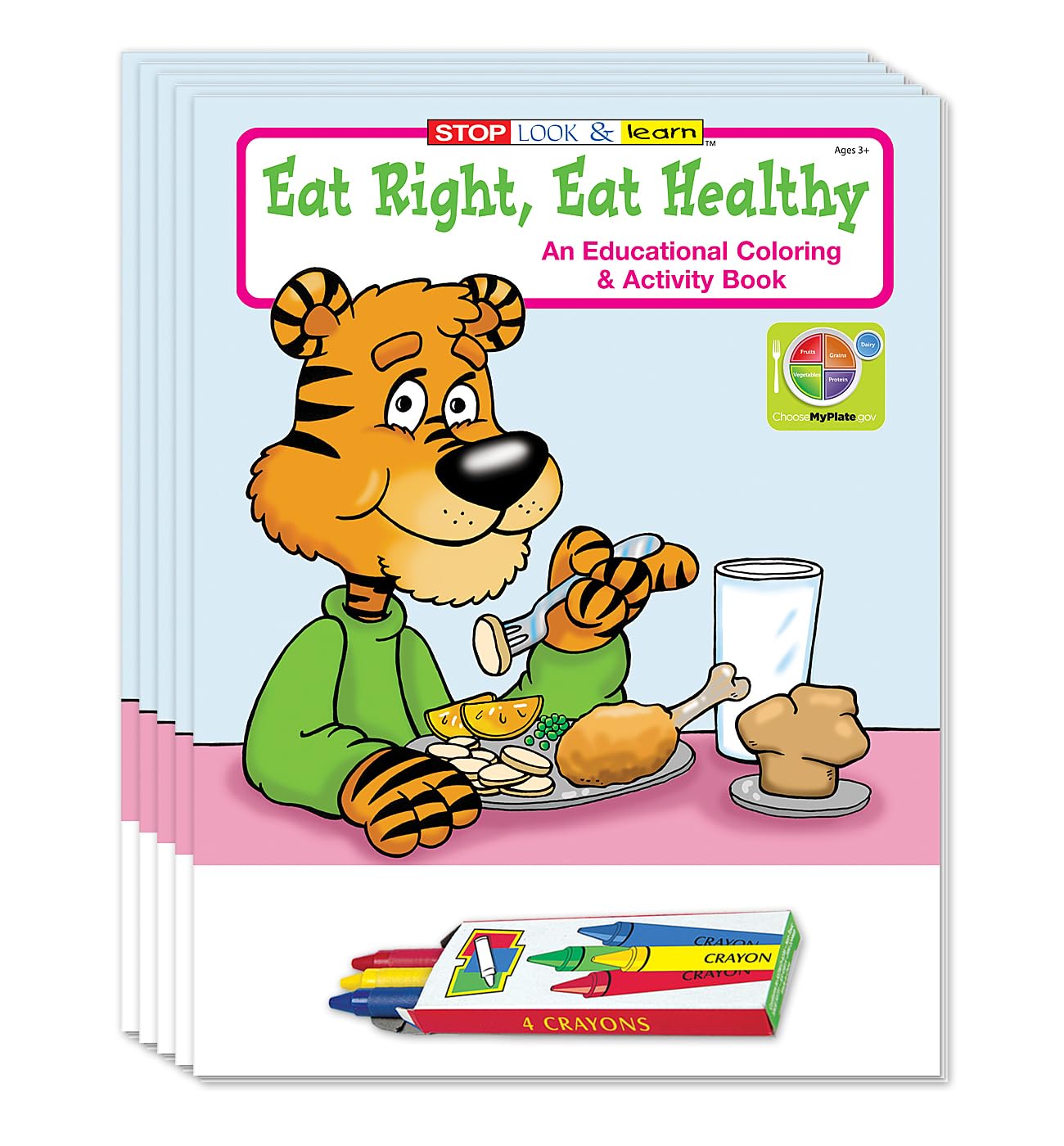 ZOCO Educational Nutrition Coloring Books - 25 Pack with Crayons | Learn Healthy Eating Habits for Kids | Fun Activities, Puzzles & Games | Perfect for Doctors, Nurses & Schools | Great for Classroom Learning & Health Education