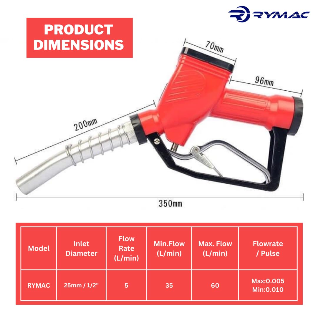 Rymac® Digital Fuel Gun with Flow Meter & Totalizer - Measures Diesel, Oil, Kerosene, Gasoline & Other Liquids | Perfect for Gas Stations, Fleet Management & Industrial Fuel Transfer