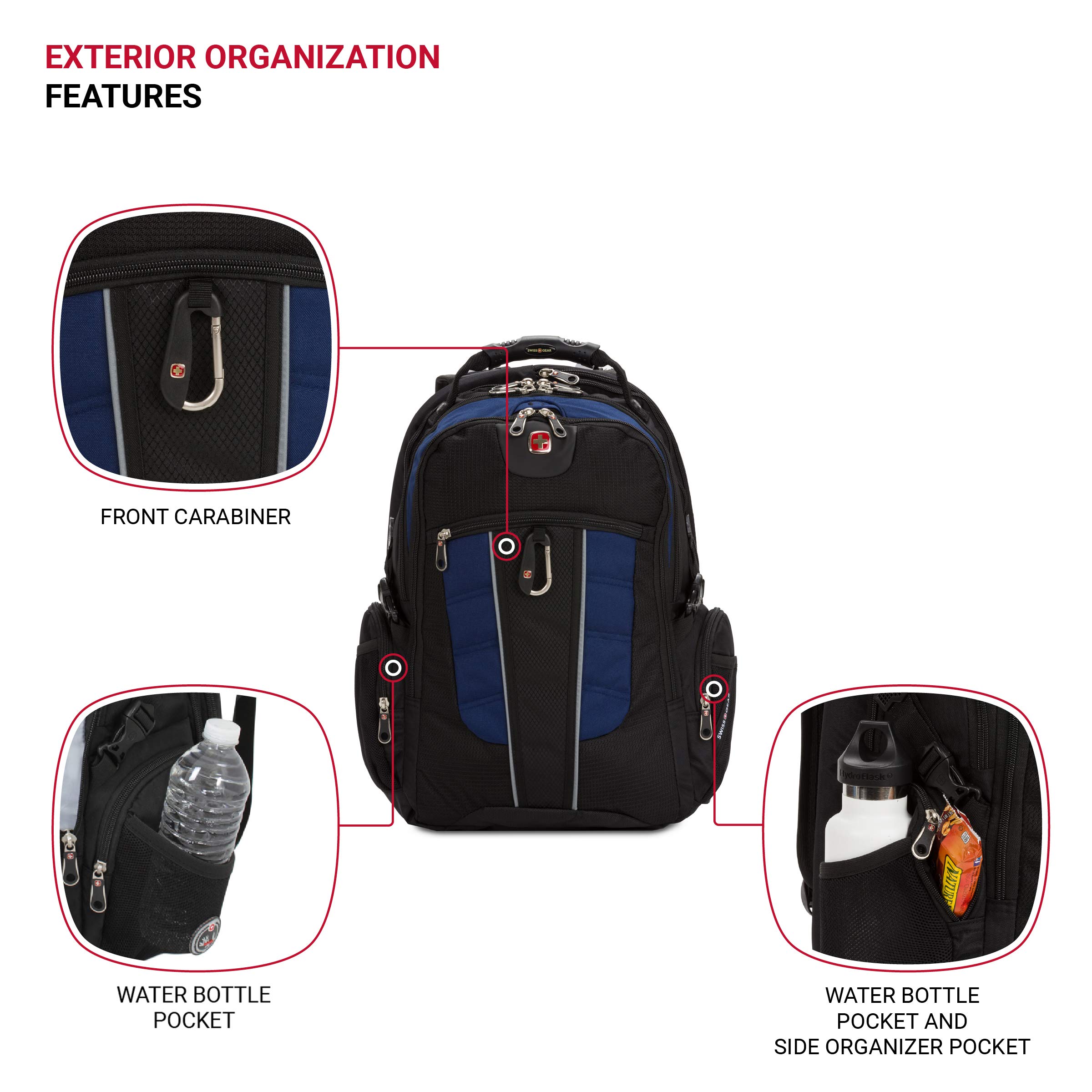 SWISSGEAR 1753 ScanSmart Laptop Backpack - 17 Inch Laptop Bag with TSA-Friendly Design, Durable & Water-Resistant for Travel, Work & School (Black/Navy) - Perfect for Business Trips, College & Commuting