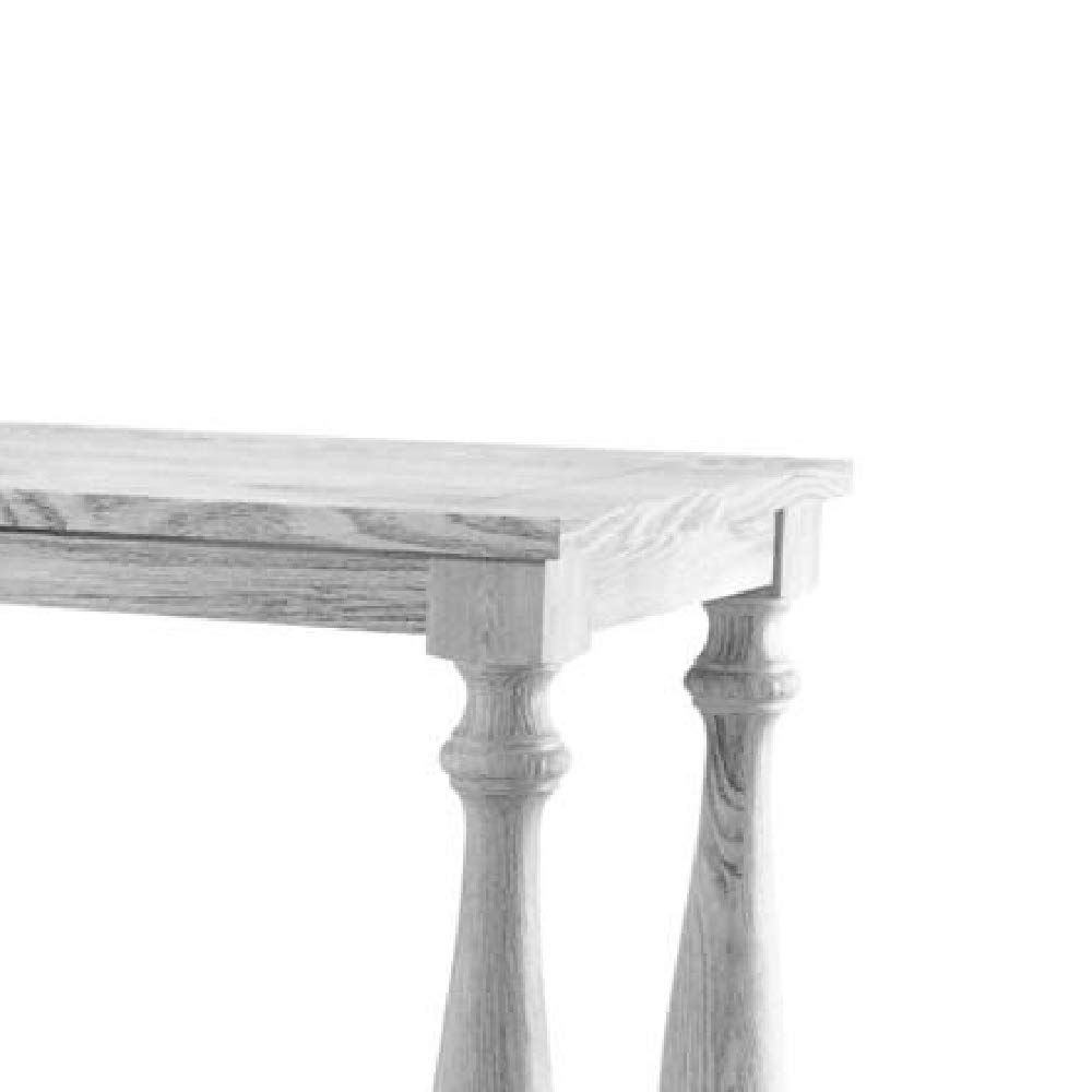 Benjara White Sofa Table with Open Shelf & Turned Legs - Modern Console Table for Living Room, Entryway, or Behind Couch - Sturdy Wooden Sofa Table with Storage Shelf