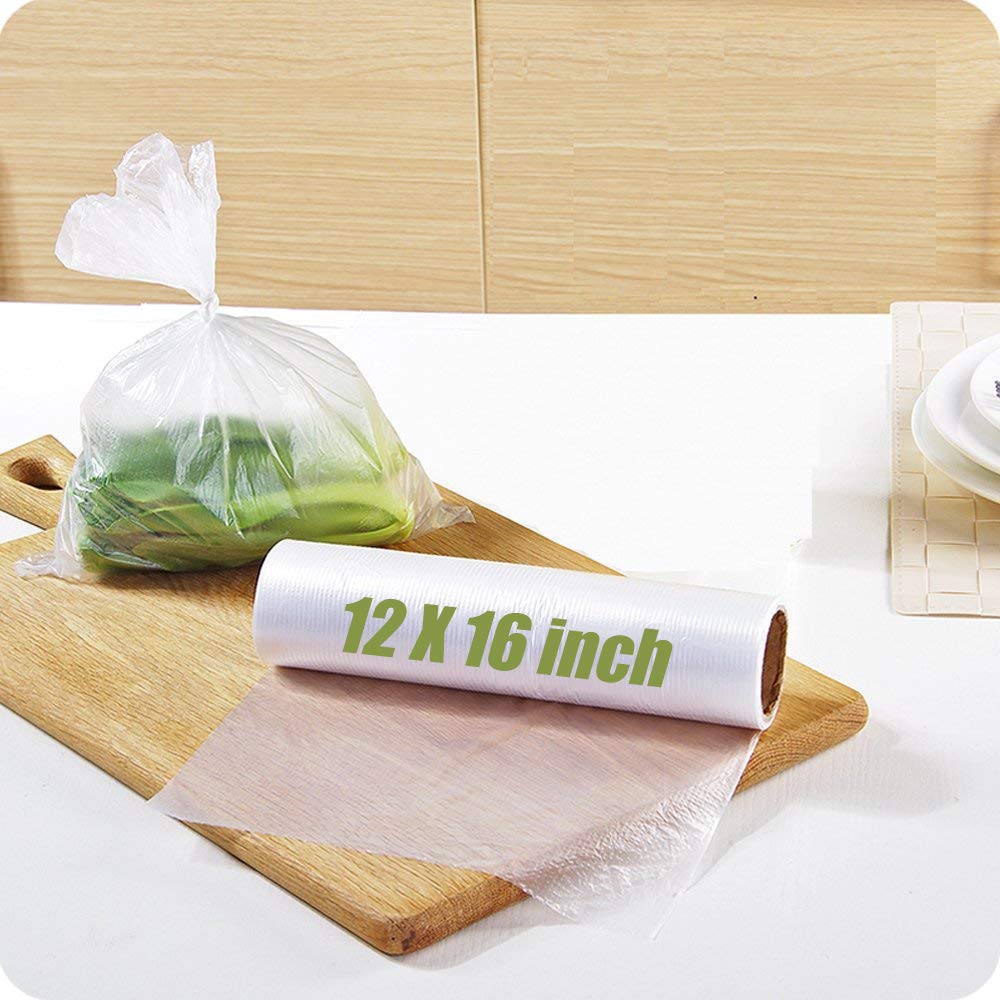 Eco-Friendly Plastic Produce Bags Roll 12x16 Inch - Clear Vegetable, Food, Bread & Grocery Storage Bags, 350 Count/Roll - Perfect for Farmers Markets, Supermarkets & Home Kitchen Organization