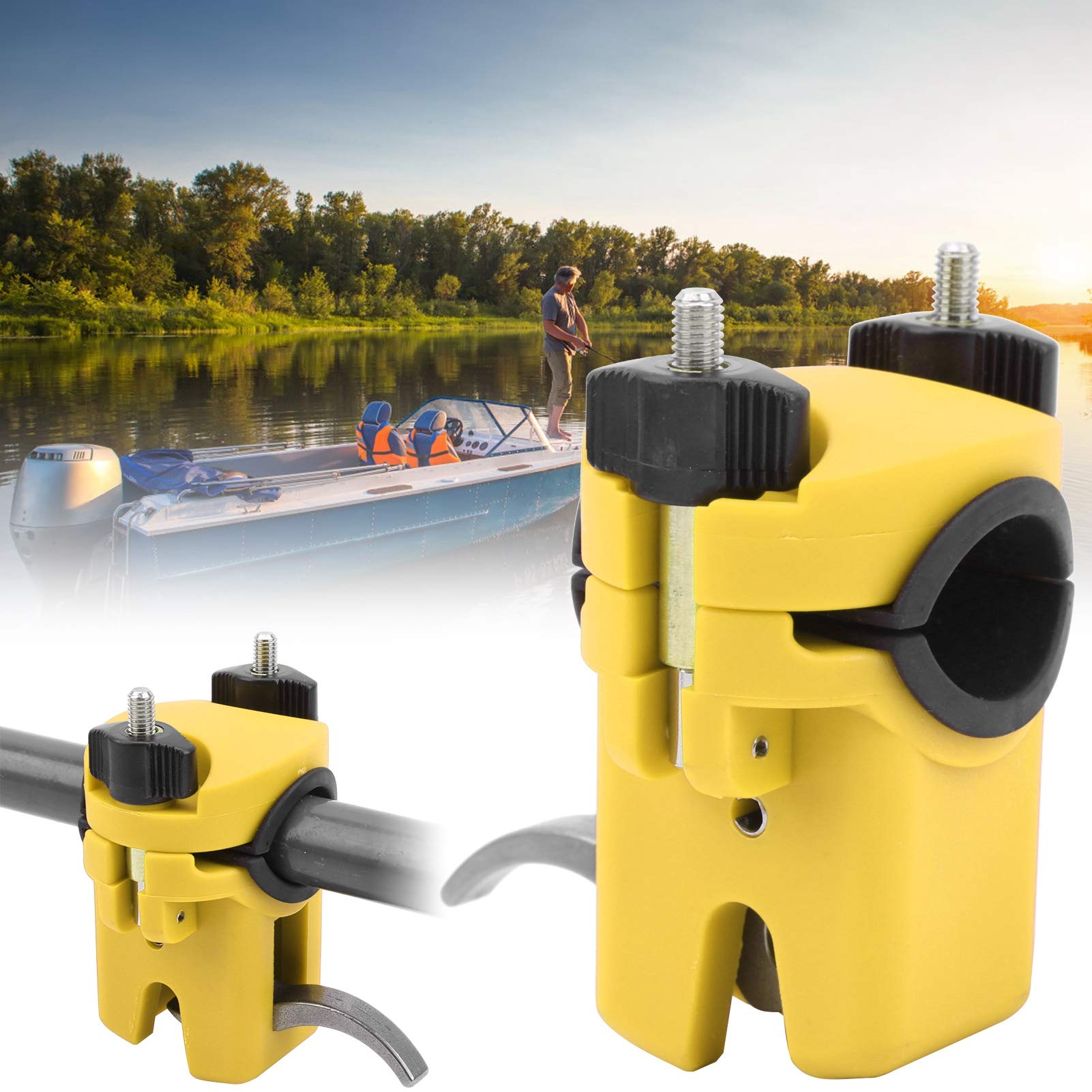 **Black Fishing Pole Storage Bracket - 360° Rotating Combo Mount Fishing Rod Holder for Boats | Durable Fishing Accessories for Kayak, Garage & Marine Use**