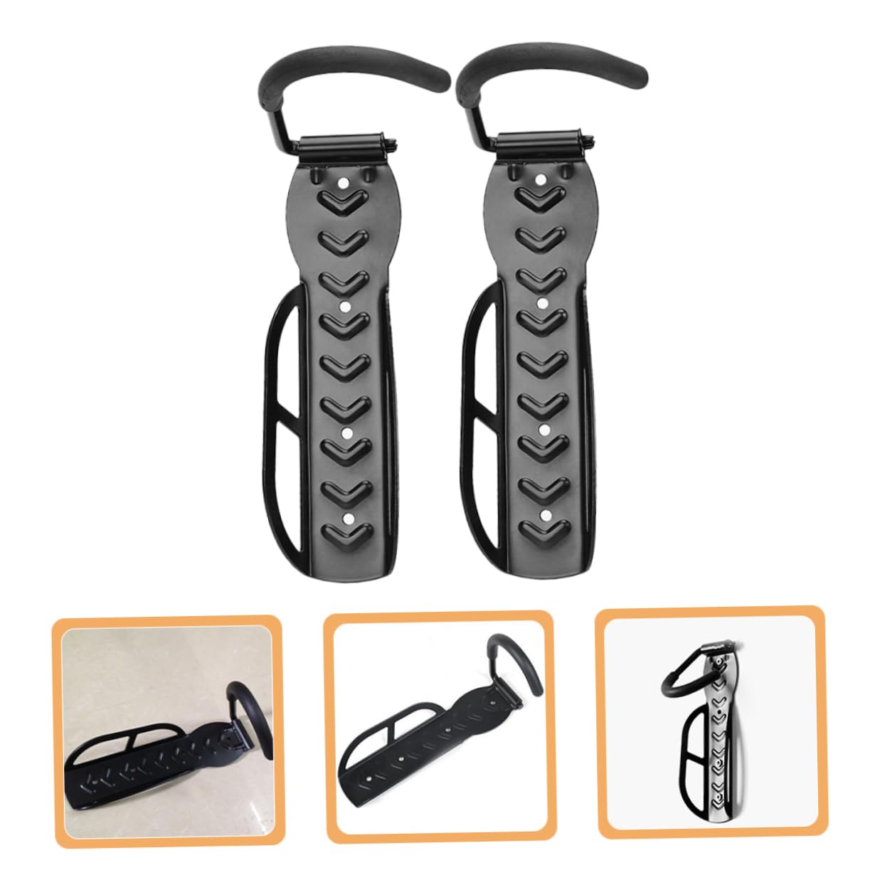 BIUDECO 2-Pack Heavy Duty Bike Hooks - Solid Metal Pedal Mount Bike Hanger for Garage Storage, Wall Mounted Bicycle Organizer - Perfect for Garage, Shed, or Basement Bike Storage