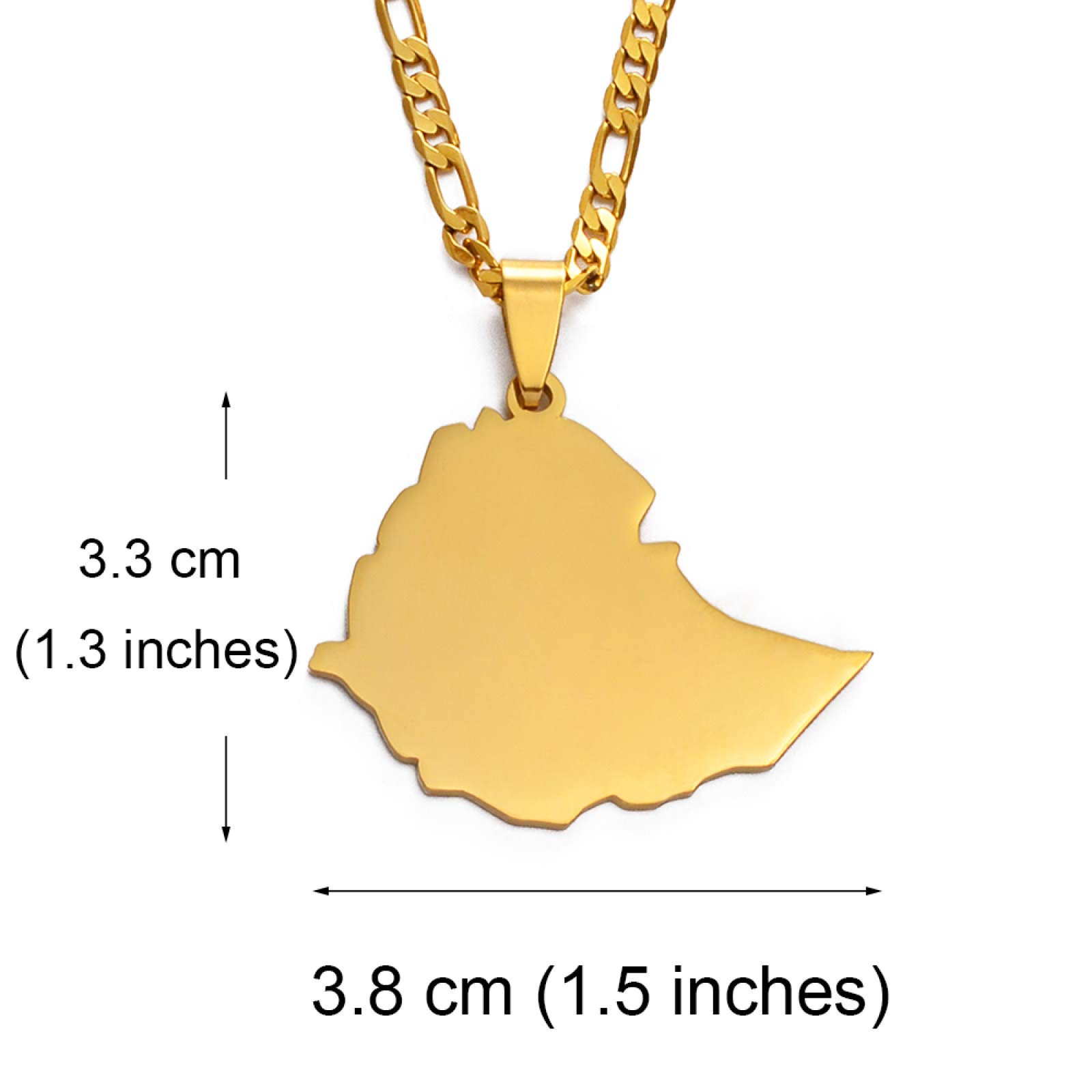 Ethiopia Map Pendant Necklace - Gold African Ethnic Charm Necklace for Women & Men, Thin Chain Patriotic Jewelry | Perfect for Hip Hop Fashion, Trendy Parties & Unique Gift Giving