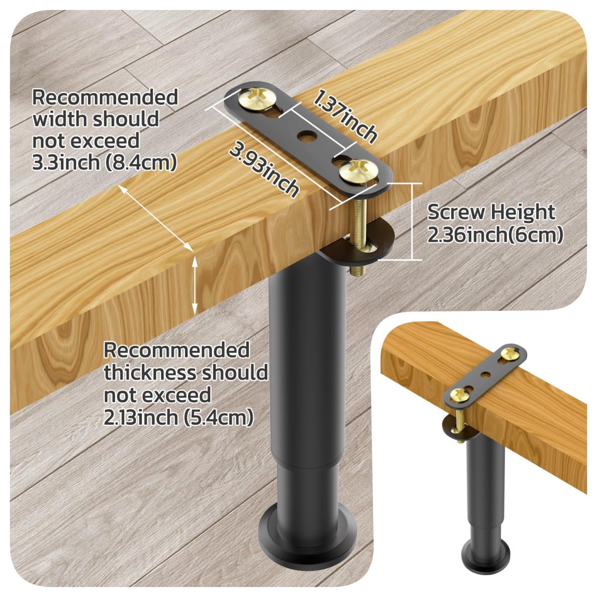 Heavy Duty Adjustable Bed Support Legs 7.08-12.6 Inch - Metal Replacement Legs for Bed Frame, Sofa, Table & Furniture Cabinet | Perfect for Bedroom, Living Room & Office Furniture Support
