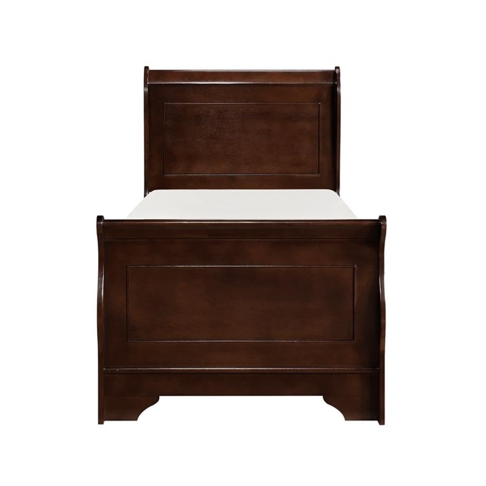 Lexicon Abbeville Traditional Wood Twin Sleigh Bed - Brown Cherry Finish - Classic Kids & Guest Room Furniture for Cozy Bedrooms