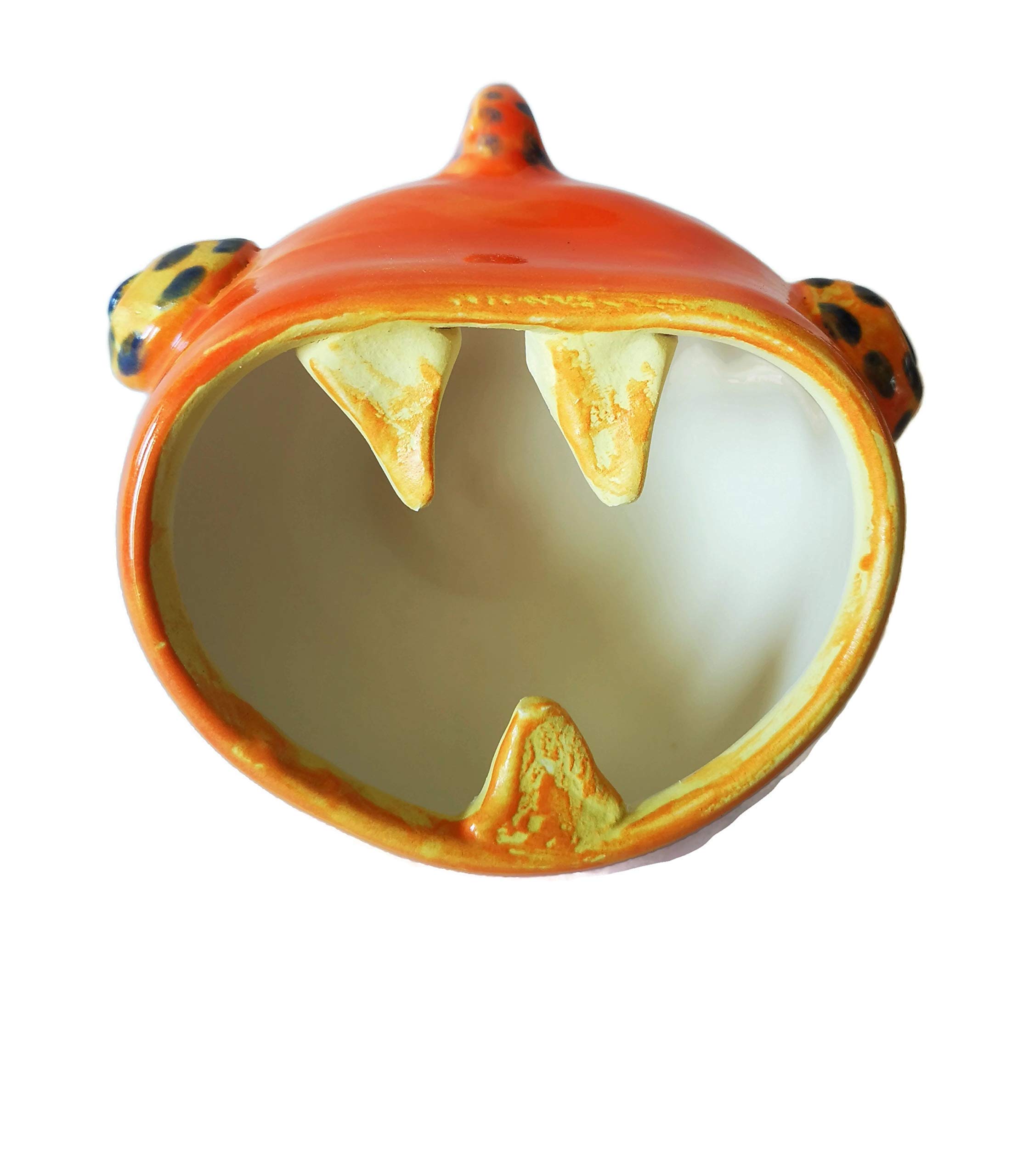 Handmade Orange Ceramic Fish Sculpture - Unique Home & Office Decor Art Piece for Living Room, Shelf, or Desk Display