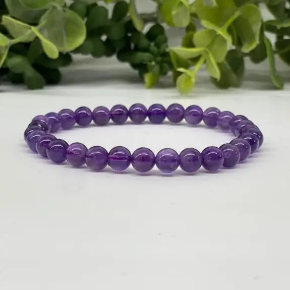 6mm Smooth Amethyst Stretch Bracelet for Women - Healing Crystal Jewelry for Meditation, Yoga & Spiritual Wellness