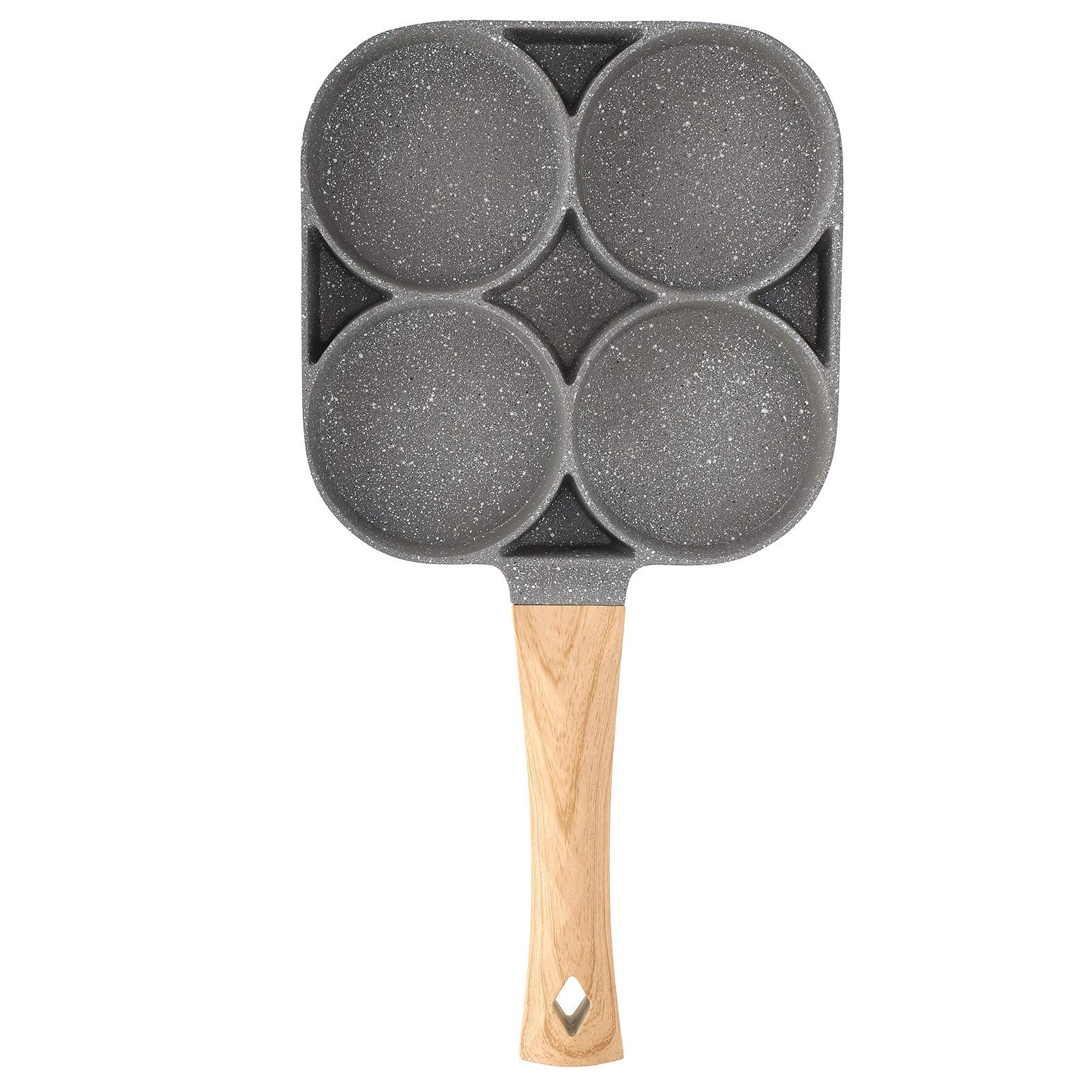 4-Cup Nonstick Egg Frying Pan - Aluminum Omelette Maker for Breakfast, Pancakes & Crepes - Works on Gas Stove & Induction Cooktop - Perfect for Home Kitchen & Camping Cooking