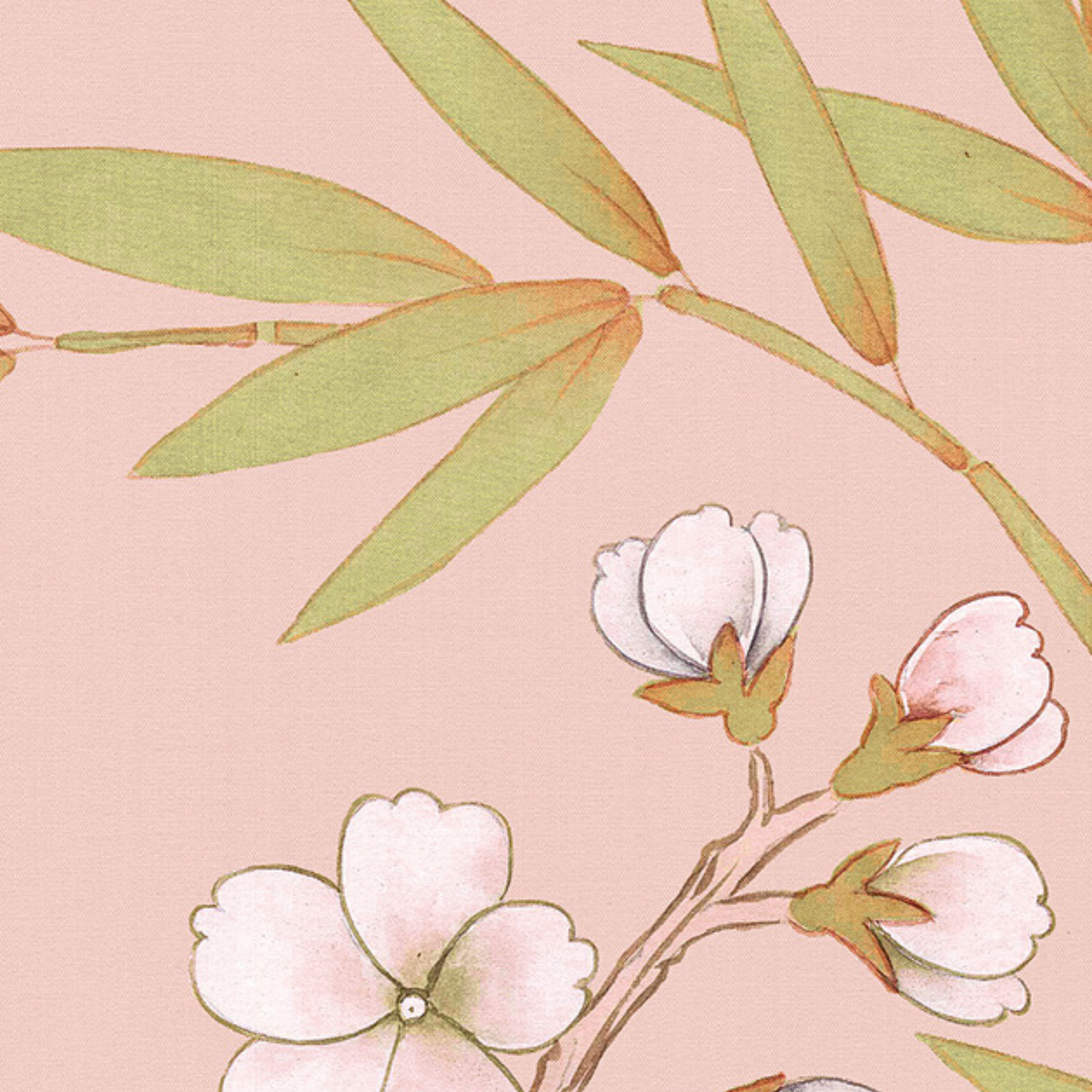Chinoiserie Mural Wallpaper Panels - Rose Triptych for Living Room & Bedroom Decor | Vintage Asian Inspired Wall Art