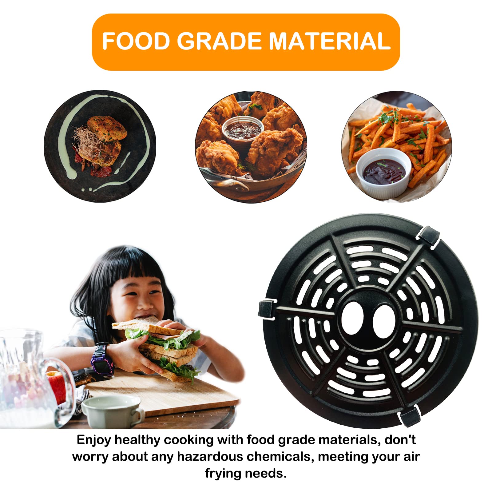 Upgraded Nonstick Air Fryer Grill Crisper Plate Tray Rack for 2QT Chefman, Gowise, Dash & Small Ultra Turbofry Air Fryers – Dishwasher Safe with Rubber Bumpers | Perfect for Grilling Chicken, Vegetables & Crispy Snacks