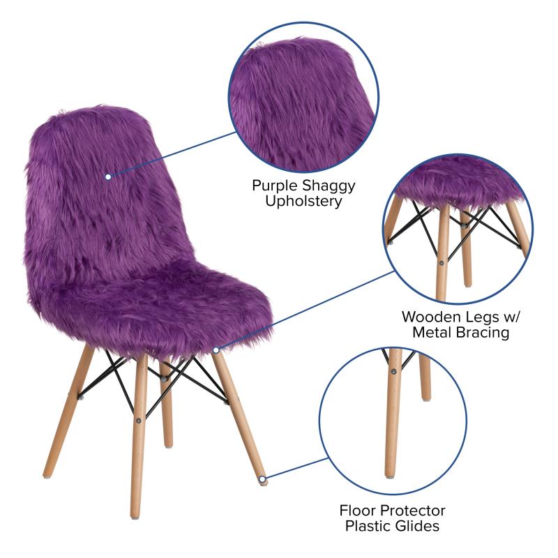 Calvin Shaggy Dog Light Pink Accent Chair - Plush Velvet Upholstered Lounge Chair for Living Room, Bedroom, or Office - Cozy Reading Nook & Stylish Home Decor