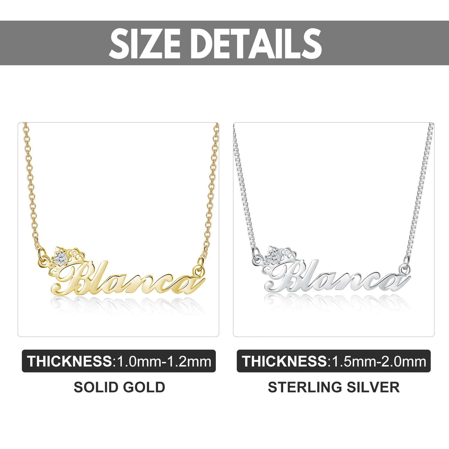 10K, 14K, 18K Solid Gold Personalized Name Necklace for Women - Custom Engraved Jewelry Gift (G-H Color, I2-I3 Clarity) - Perfect for Birthdays, Anniversaries & Special Occasions