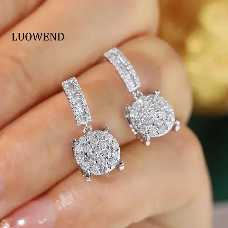 18K White Gold Diamond Drop Earrings for Women - 0.76ct Natural Diamond Stud Earrings, Classic INS Style Party Jewelry - Perfect for Weddings, Anniversaries & Special Occasions