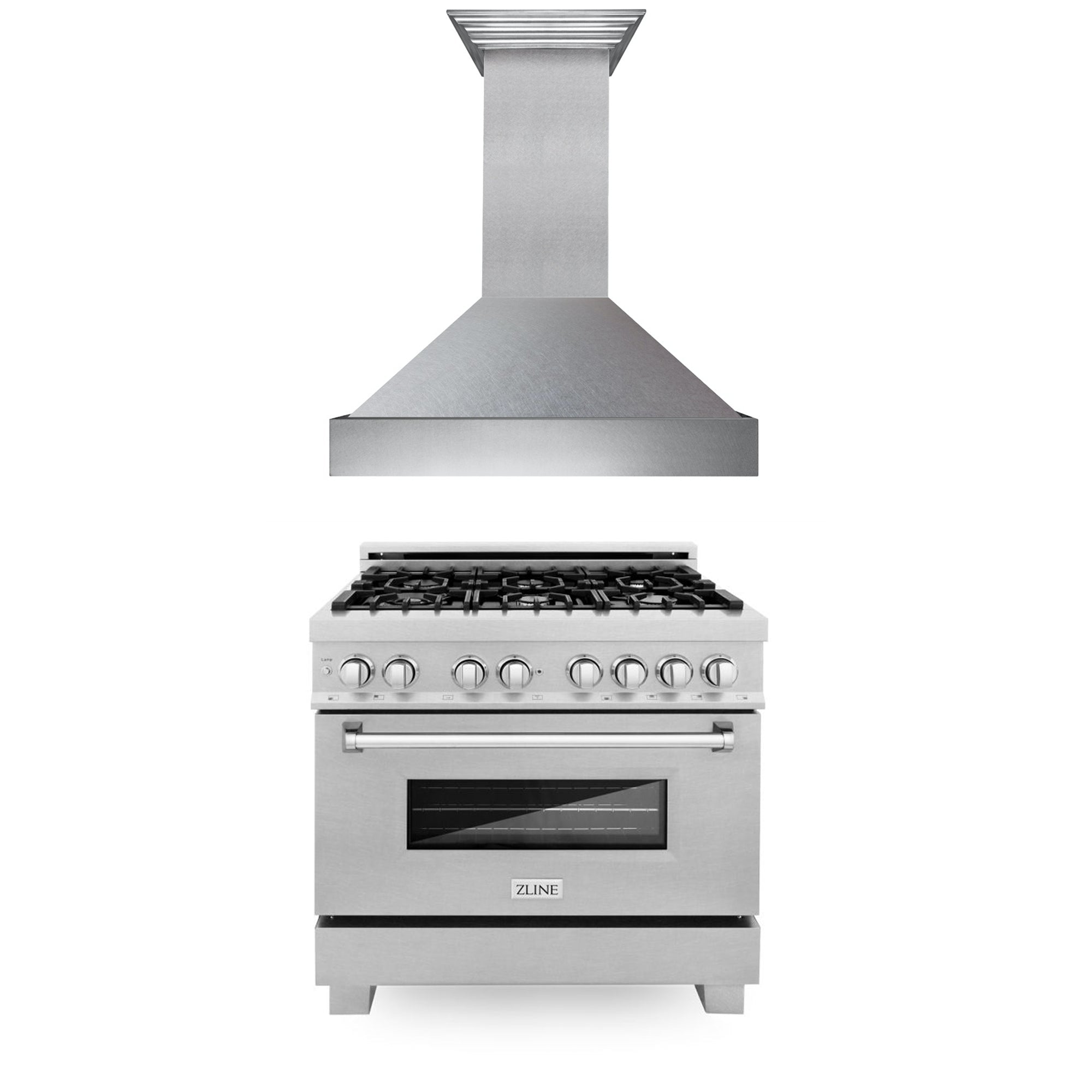 ZLINE 36 Inch Professional Kitchen Package - Stainless Steel Dual Fuel Range & Convertible Vent Hood | Perfect for Home Chefs & Modern Kitchens