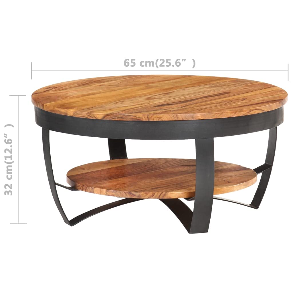 Rustic Farmhouse Coffee Table with Storage Shelf - 25.6