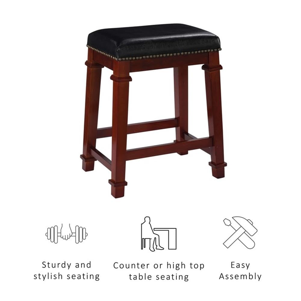 2-Piece Cherry Brown Wood Counter Stool Set 24