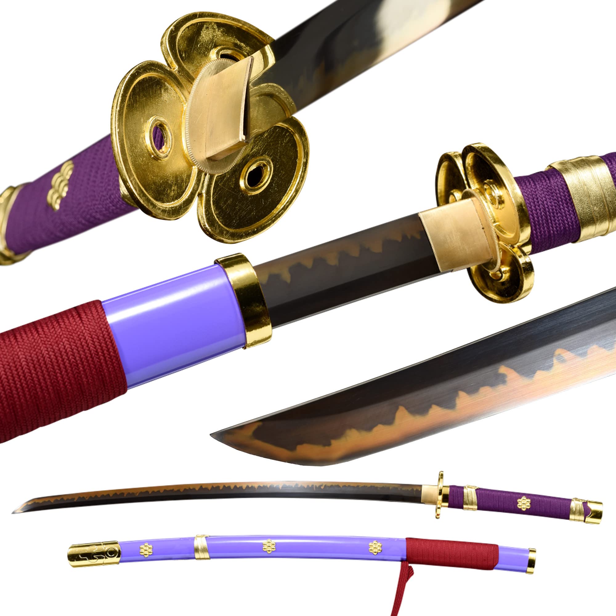 Premium Handmade Roronoa Zoro Yama Enma Katana Replica - T10 Steel Clay Tempered with Hamon - Authentic Japanese Samurai Sword for Cosplay, Anime Collectors & Martial Arts Training - Perfect for Halloween Costumes, Anime Conventions & Display Collections