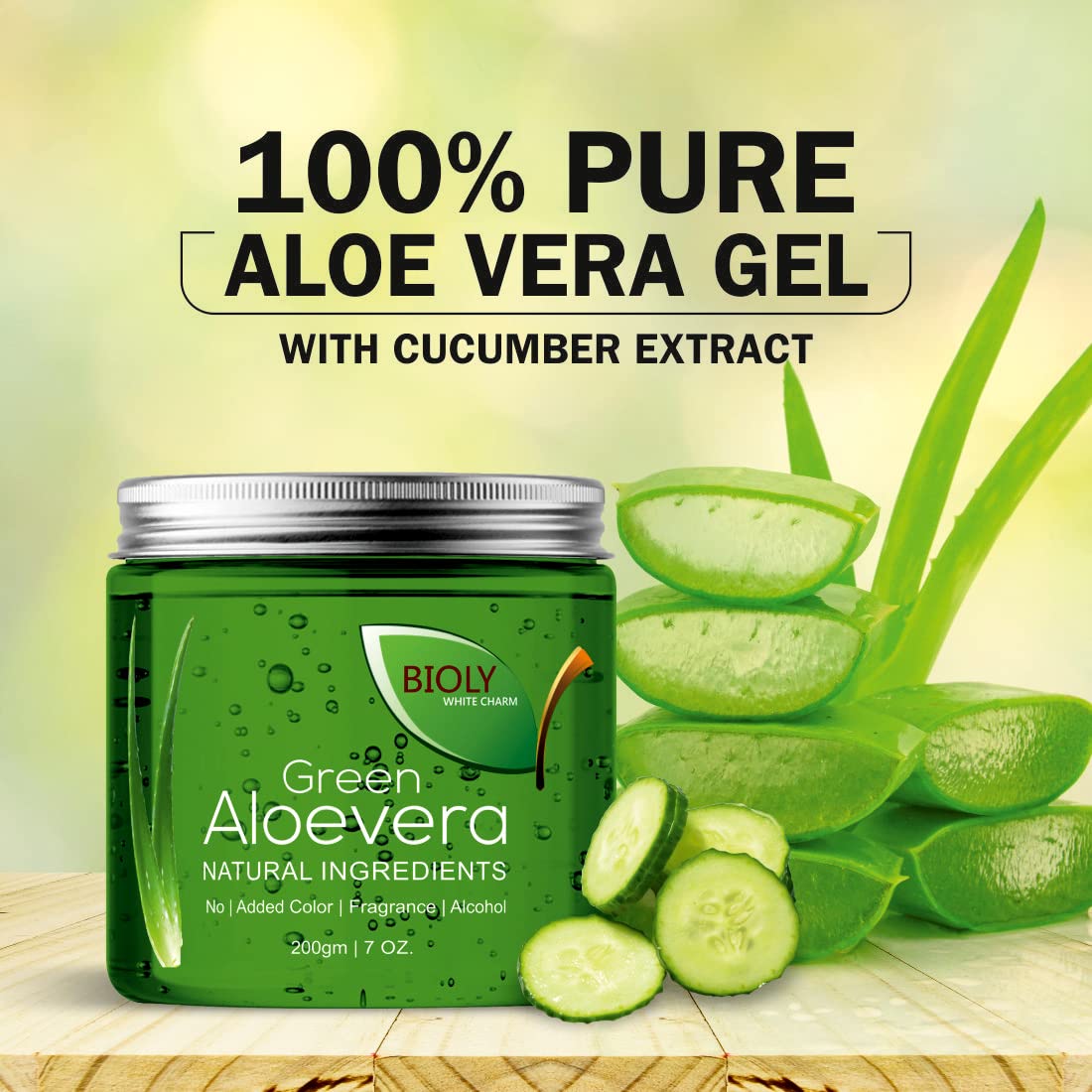 Bioly Aloe Vera Gel (400g) - 100% Pure Natural for Face, Hair Care, Sunburn Relief & Skin Hydration | Soothes Acne, Razor Bumps, Psoriasis, Eczema & Dry Skin | Perfect for After Sun Care, Daily Moisturizing & Hair Treatment
