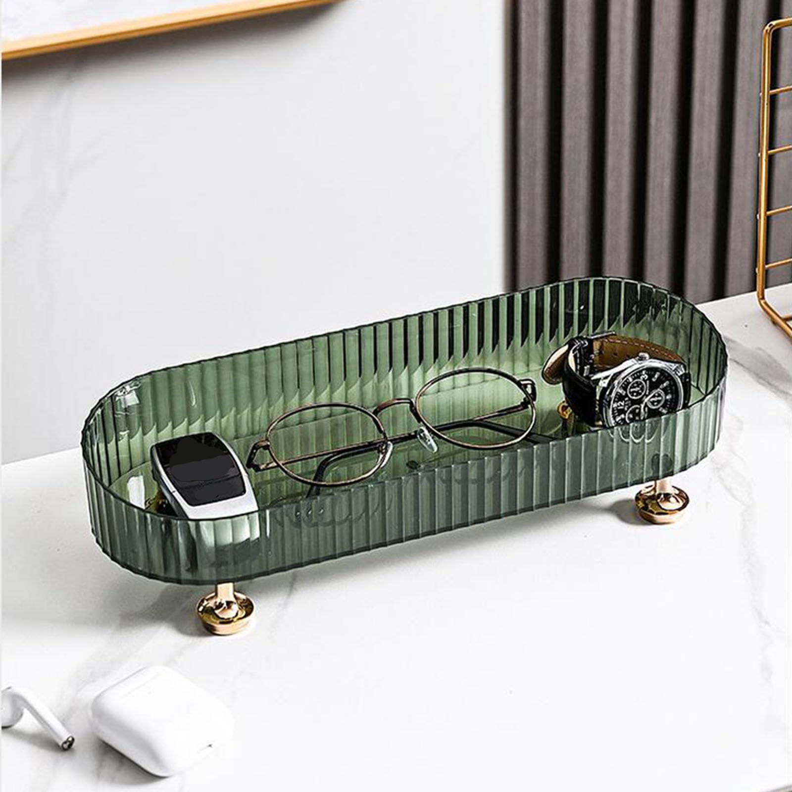 Clear Acrylic Vanity Tray for Makeup Organizer - Small Bathroom Countertop Tray for Perfume, Lotions & Cosmetics | Perfect for Dresser, Vanity & Bathroom Counter Organization