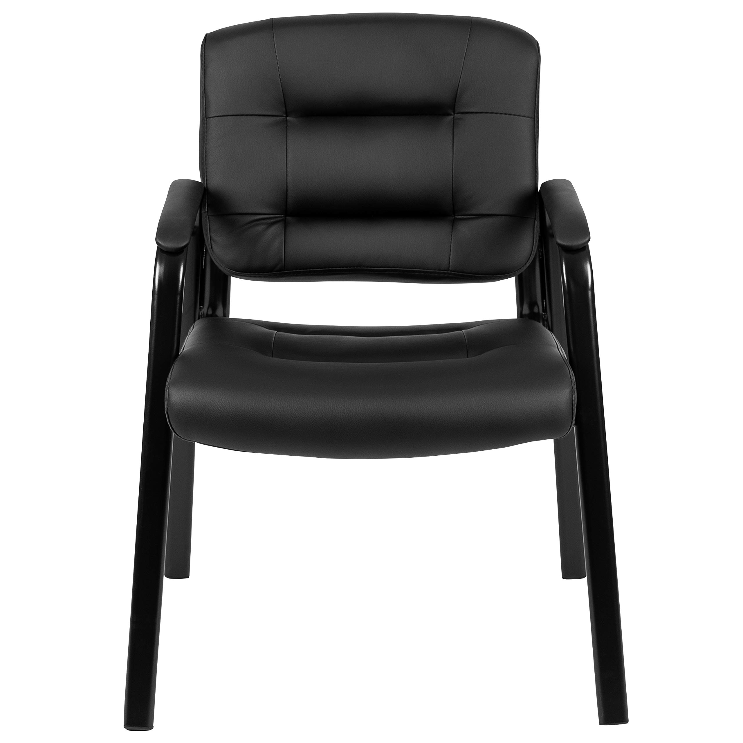Premium Black LeatherSoft Executive Reception Chair - Ergonomic Guest Chair for Office, Lobby & Waiting Room - Comfortable Seating for Visitors & Clients