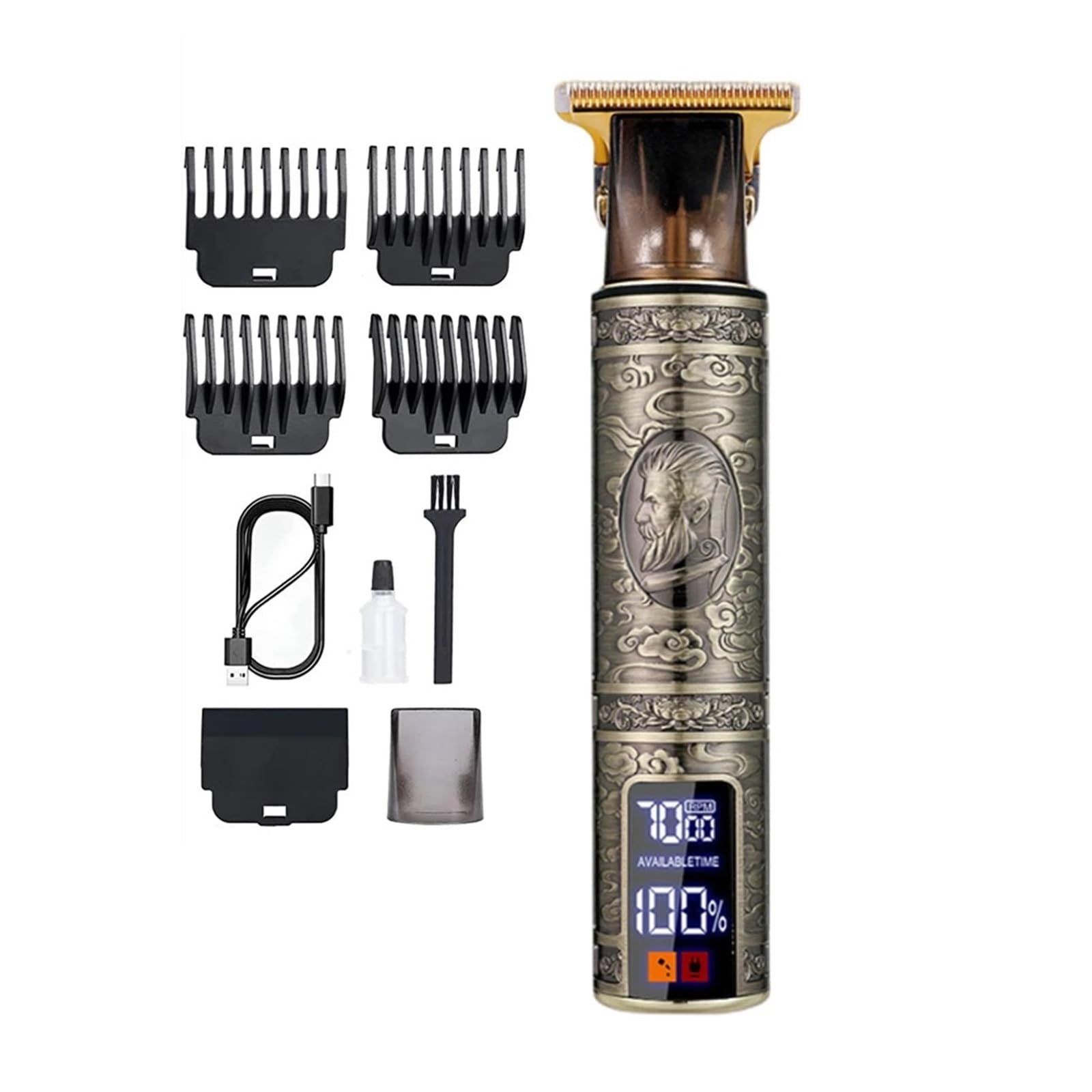 Premium Retro T9 Electric Razor - Heavy Duty Waterproof Shaver with Super Large Battery & ABS Dragon Design - Perfect for Travel, Gym & Daily Grooming