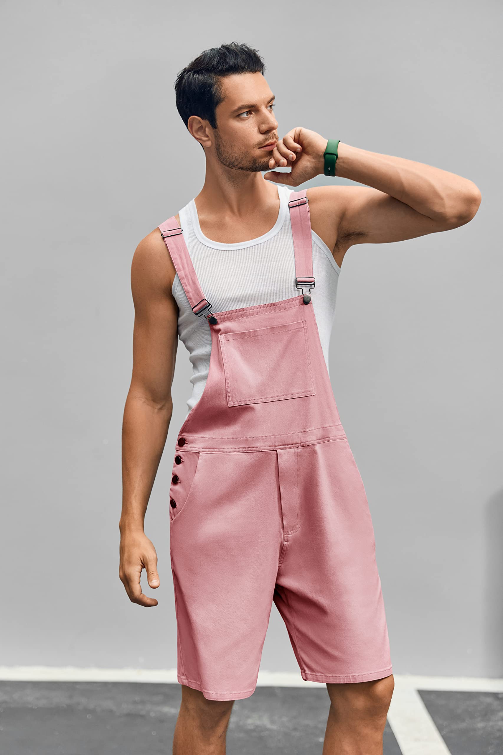 Runcati Men's Casual Bib Overalls - Lightweight Cotton Denim Jumpsuit with Pockets, Loose Fit Romper for Summer | Perfect for Outdoor Activities, Gardening, and Casual Wear