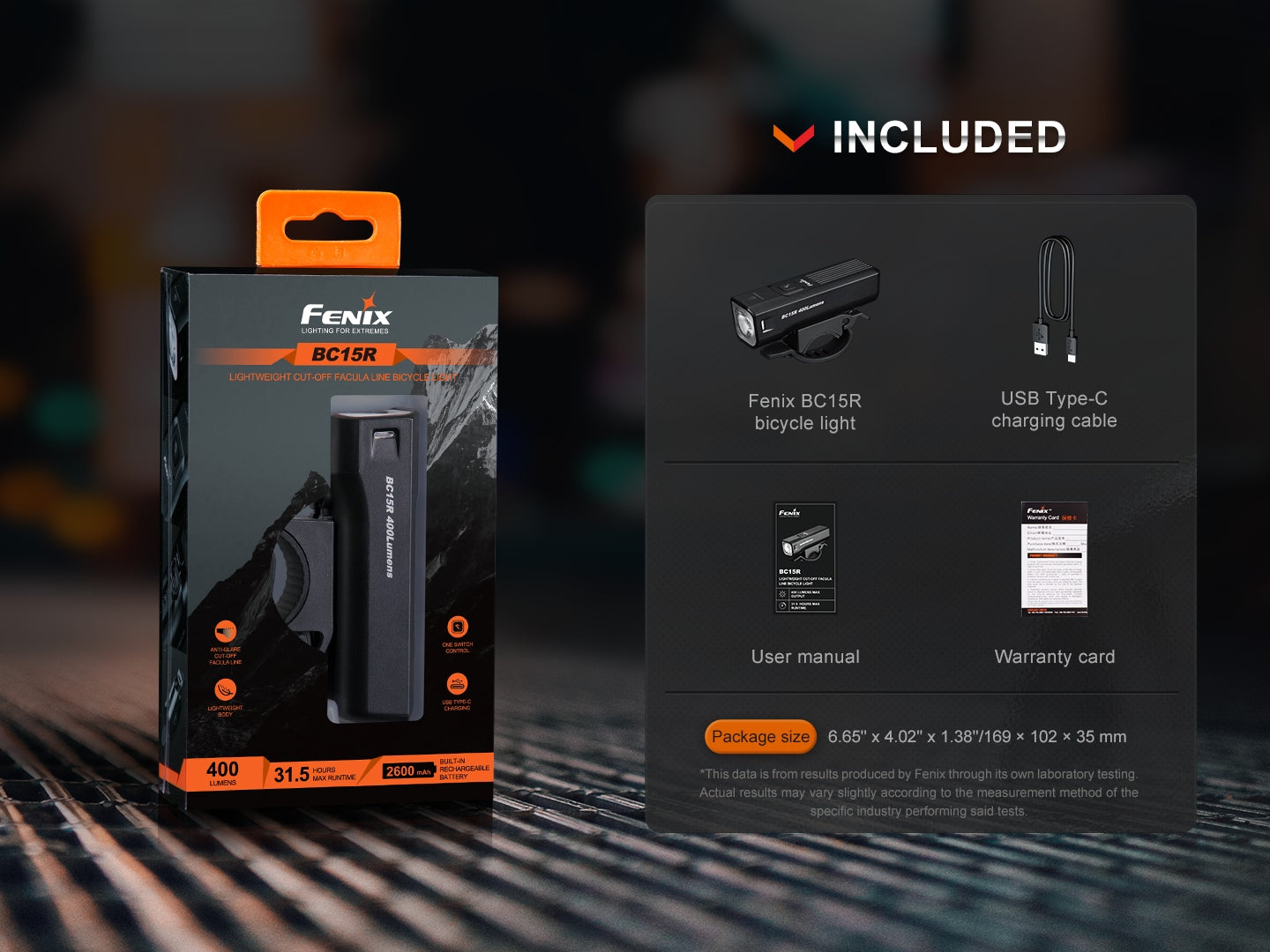 Fenix BC15R Ultra Bright 1000 Lumens Rechargeable Bike Light - Waterproof Cycling Headlight for Night Riding, Commuting & Mountain Biking