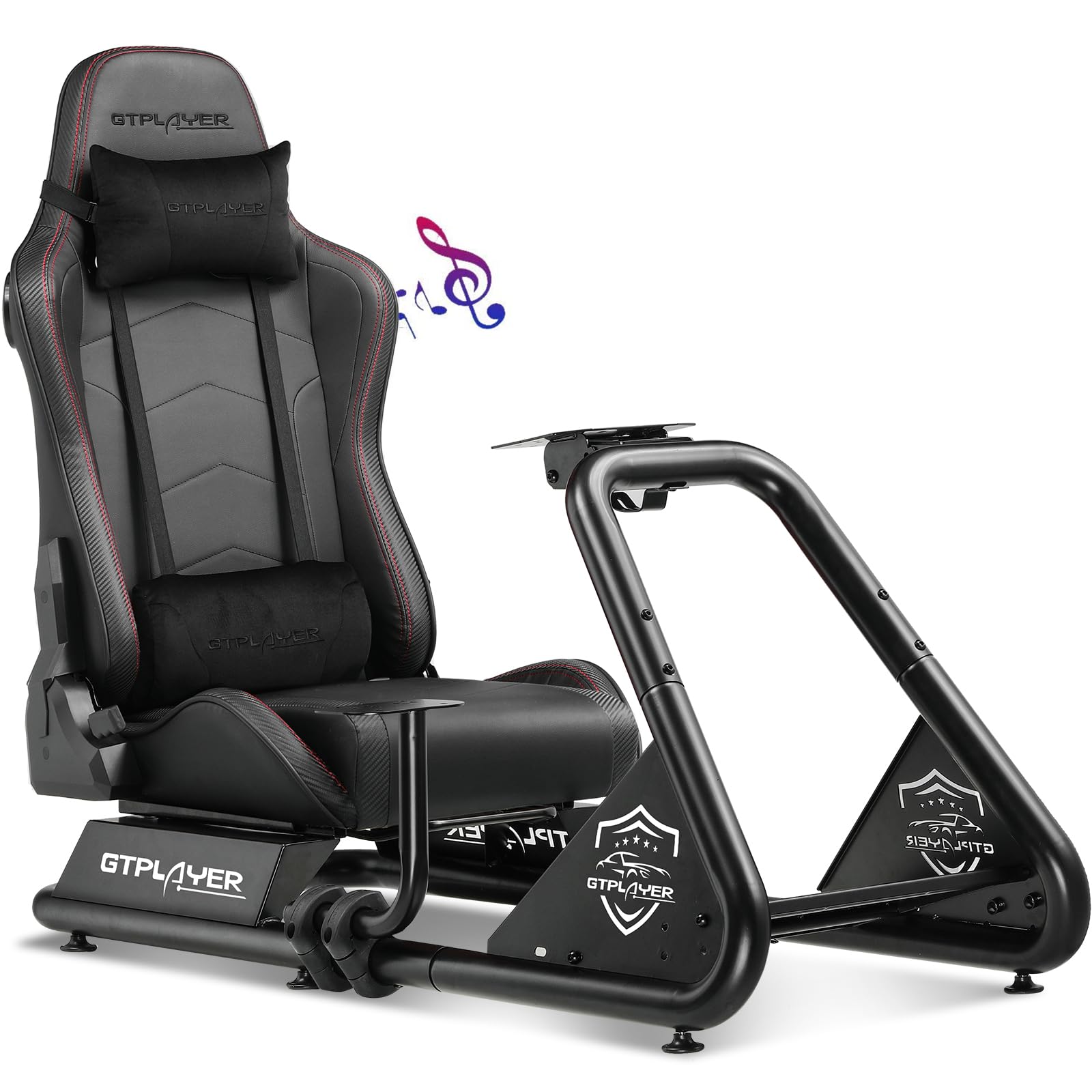 GTPLAYER Racing Simulator Cockpit with Seat & Bluetooth Speakers - Adjustable Reclining Racing Chair, Heavy-Duty Alloy Steel Frame (Black) - Perfect for PC/PS4/PS5/Xbox Racing Games & Home Entertainment Setup